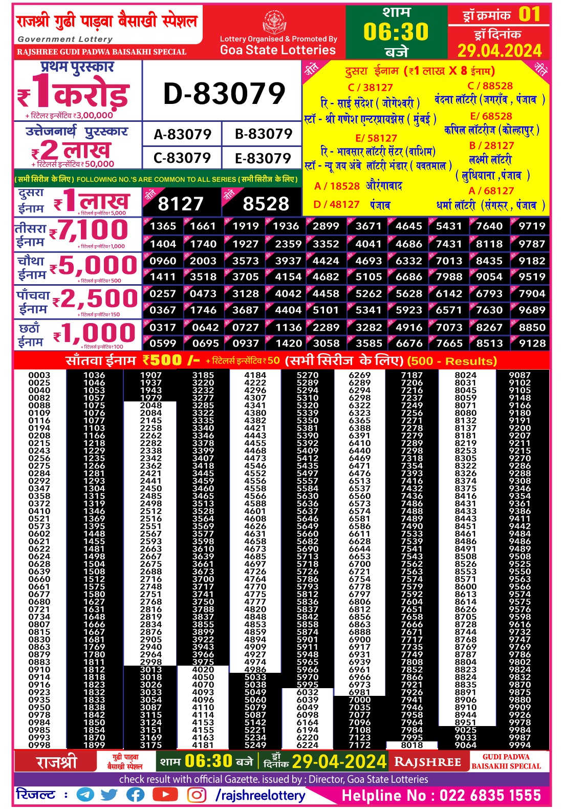 Everest Result Today Dear Lottery Chart