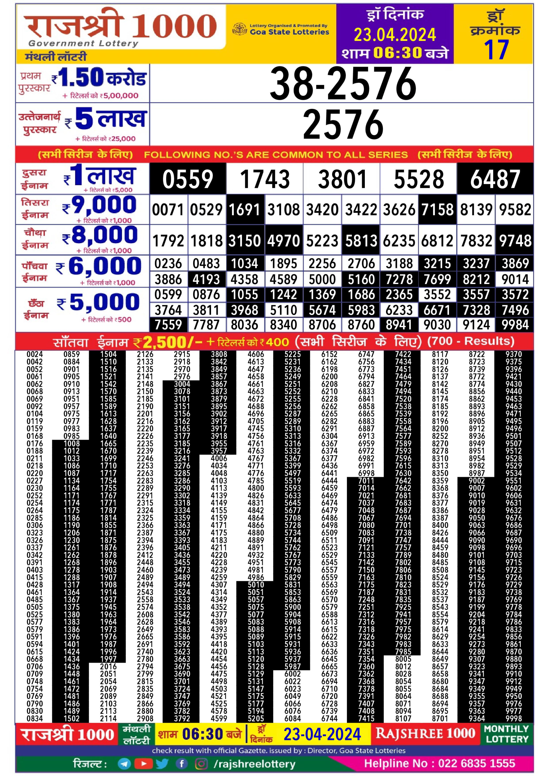 Everest Result Today Dear Lottery Chart