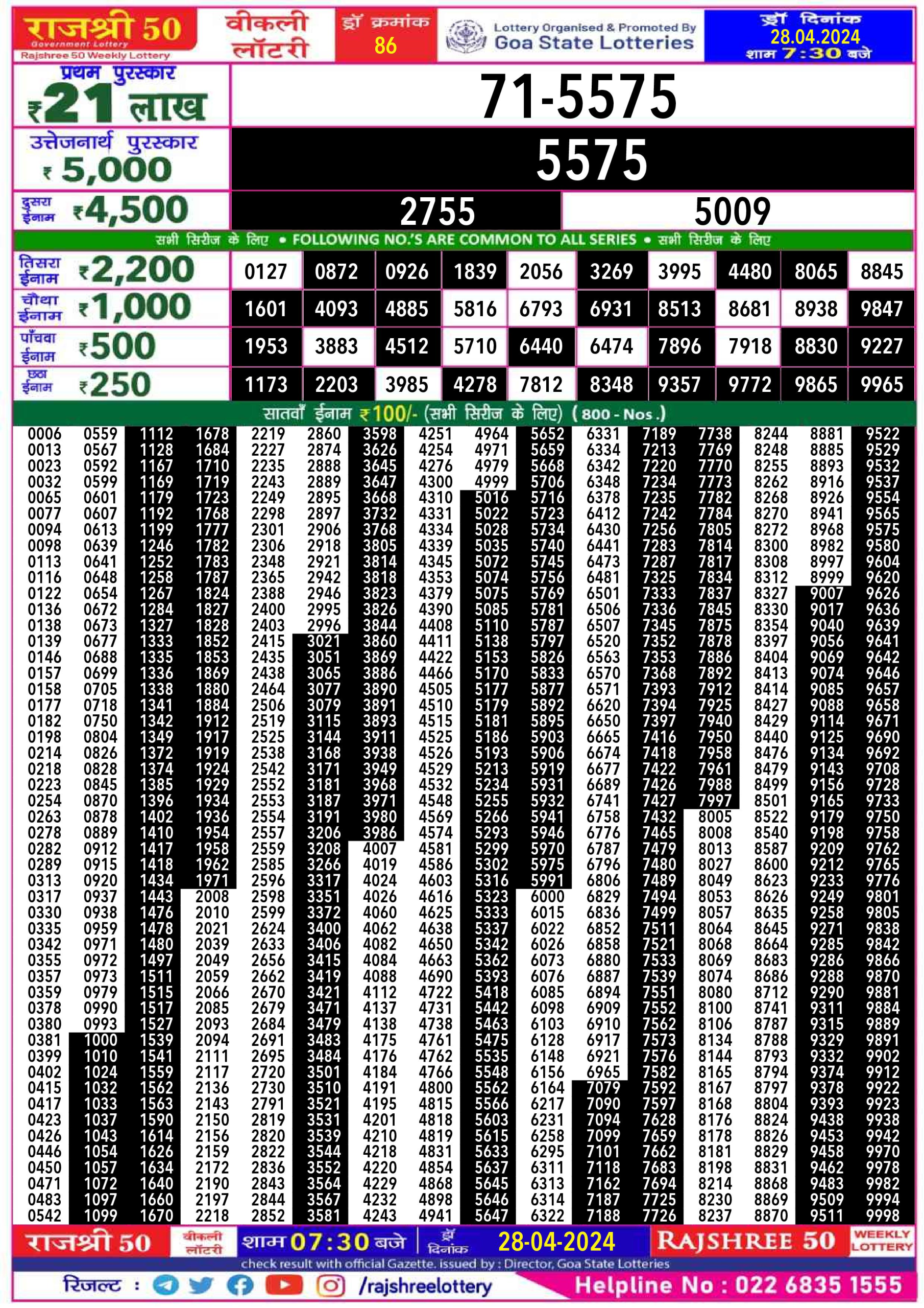 Everest Result Today Dear Lottery Chart