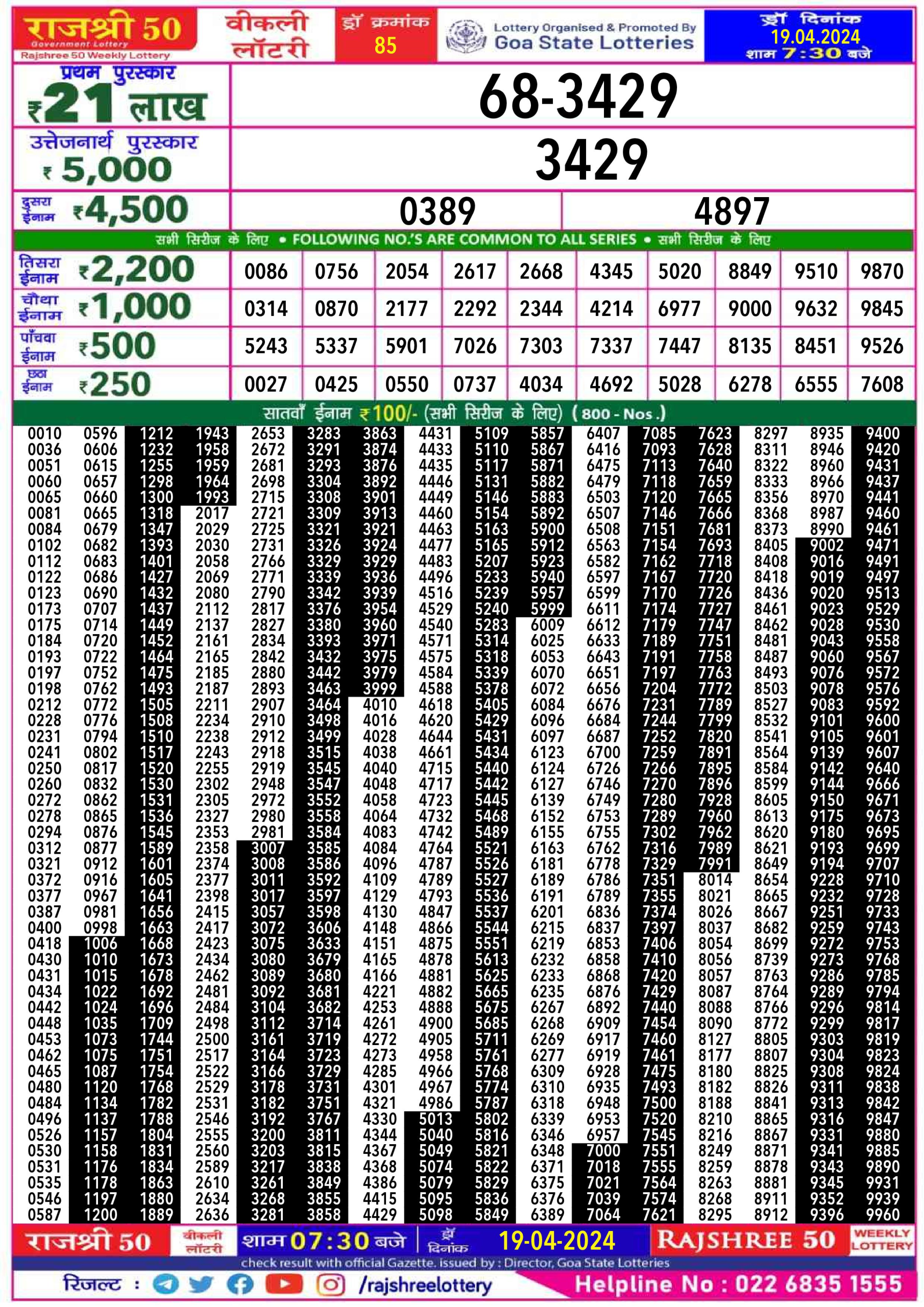 Everest Result Today Dear Lottery Chart