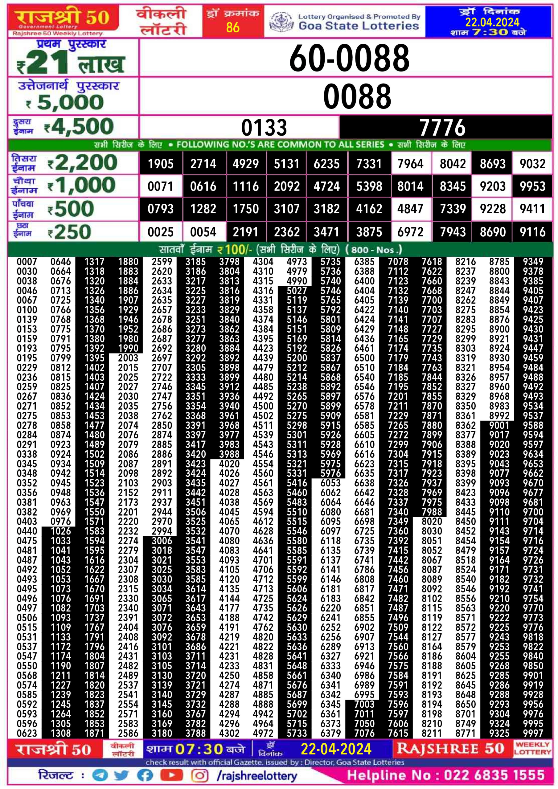 Everest Result Today Dear Lottery Chart