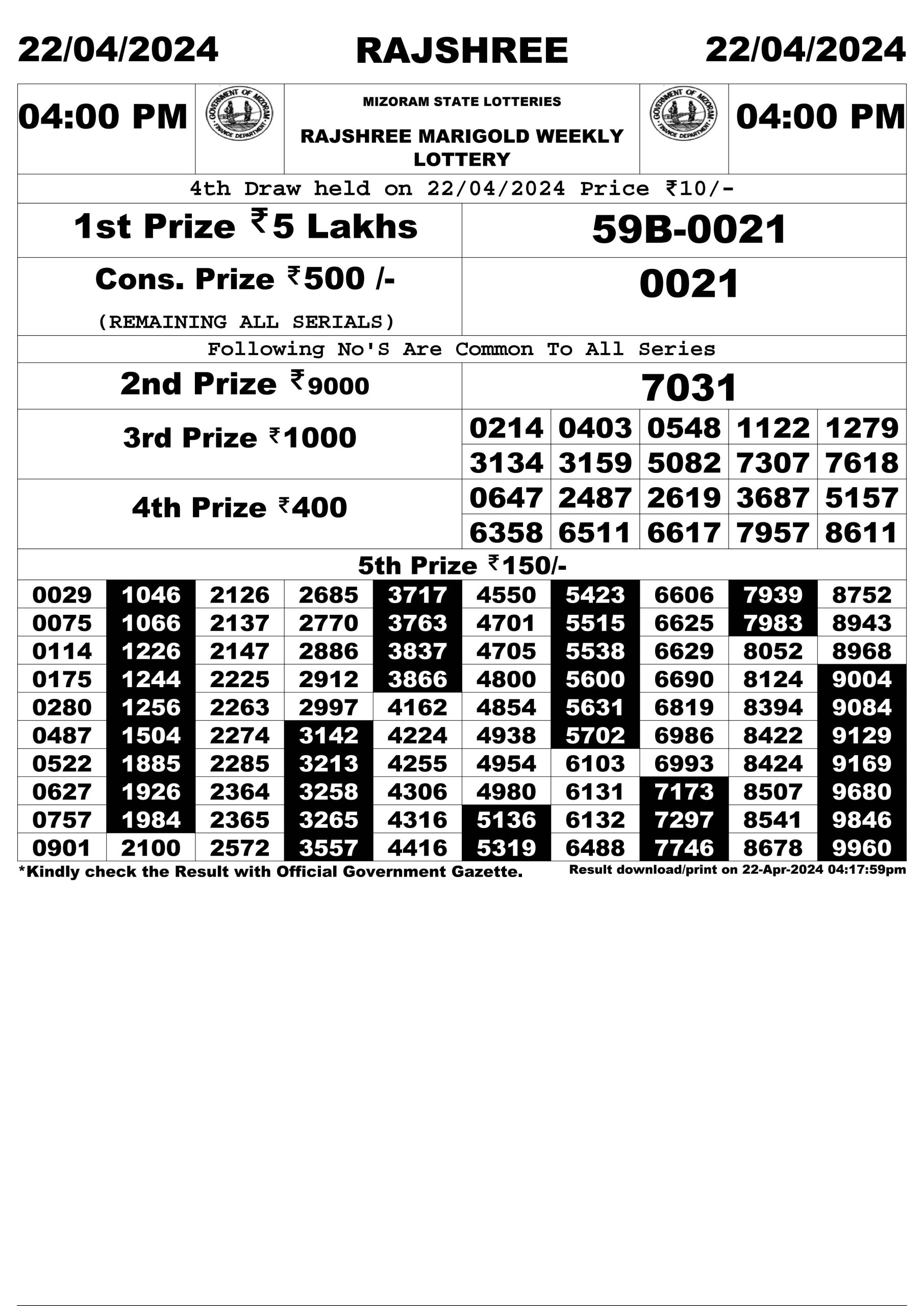 Everest Result Today Dear Lottery Chart