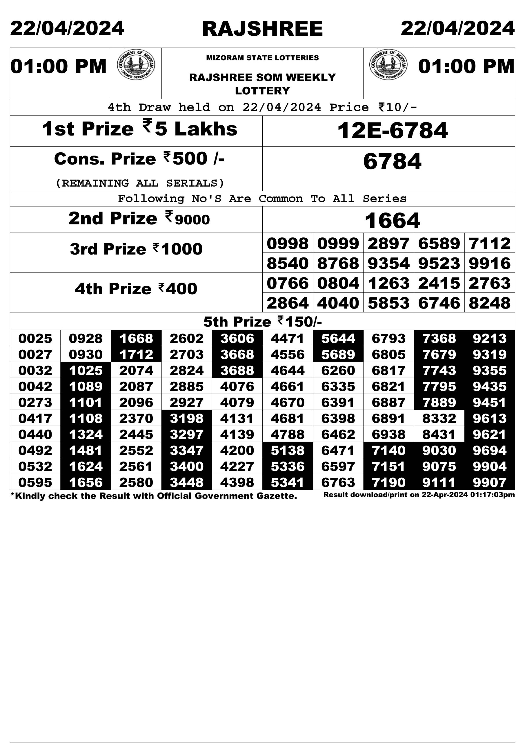 Everest Result Today Dear Lottery Chart