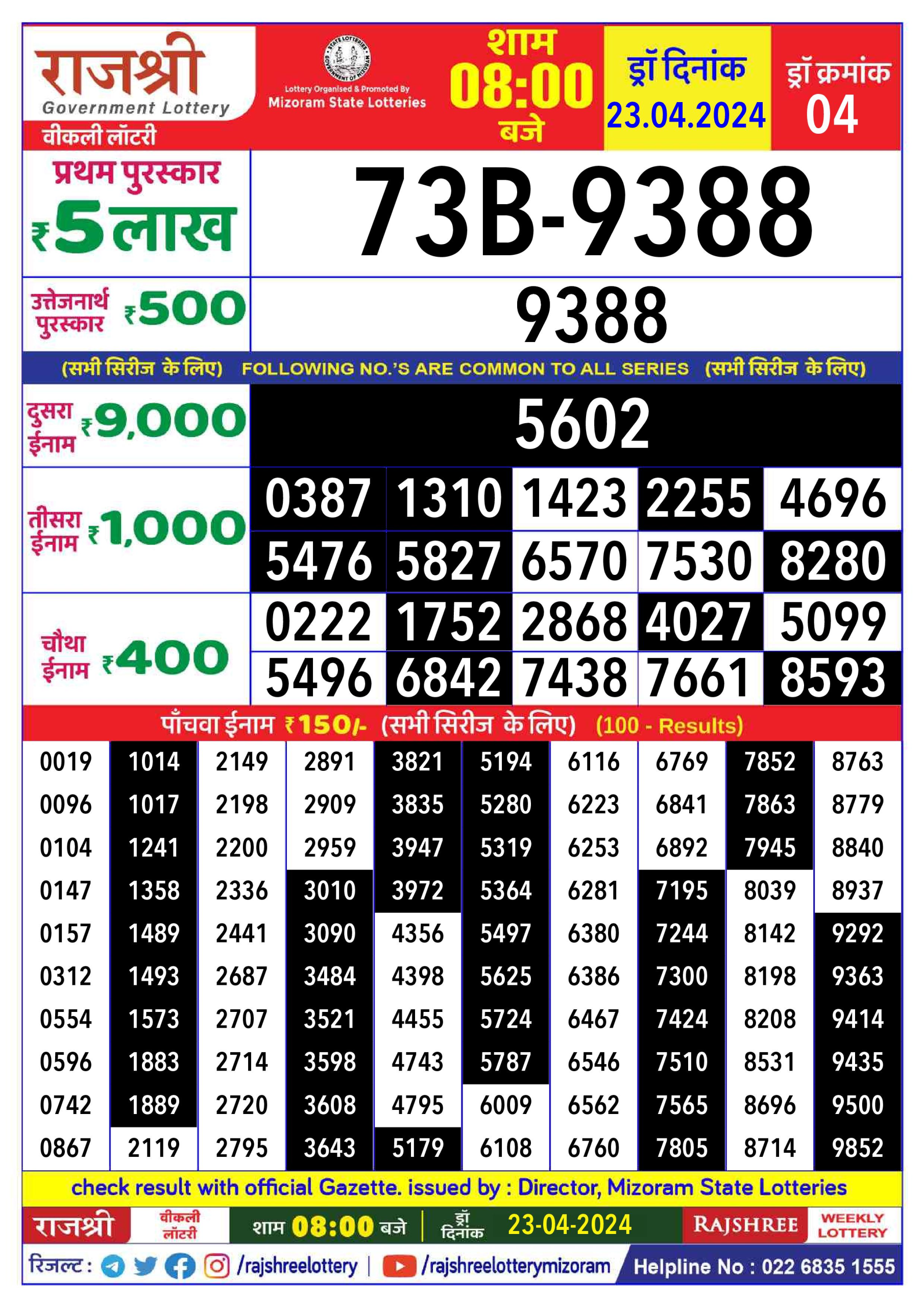 Everest Result Today Dear Lottery Chart