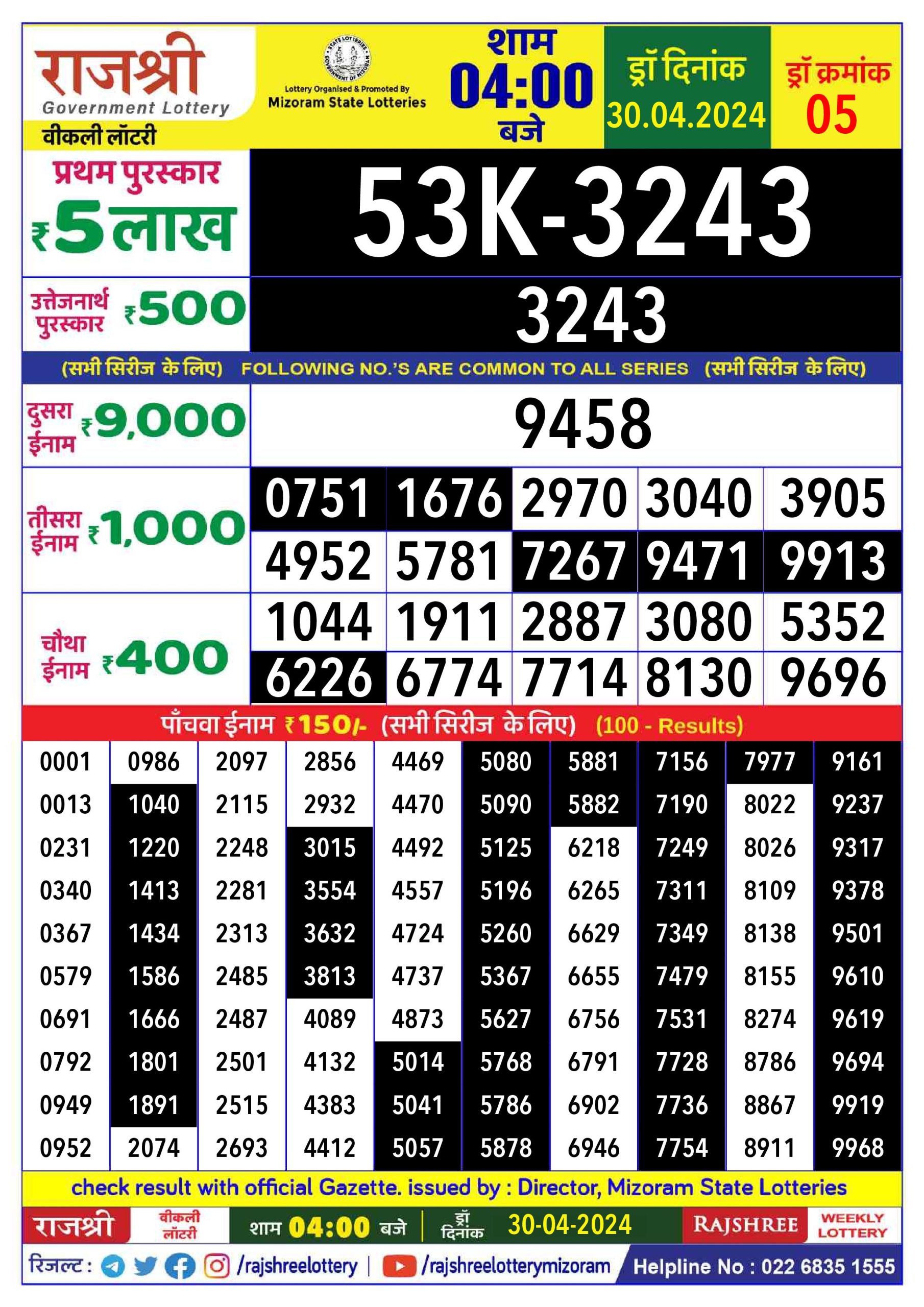 Everest Result Today Dear Lottery Chart