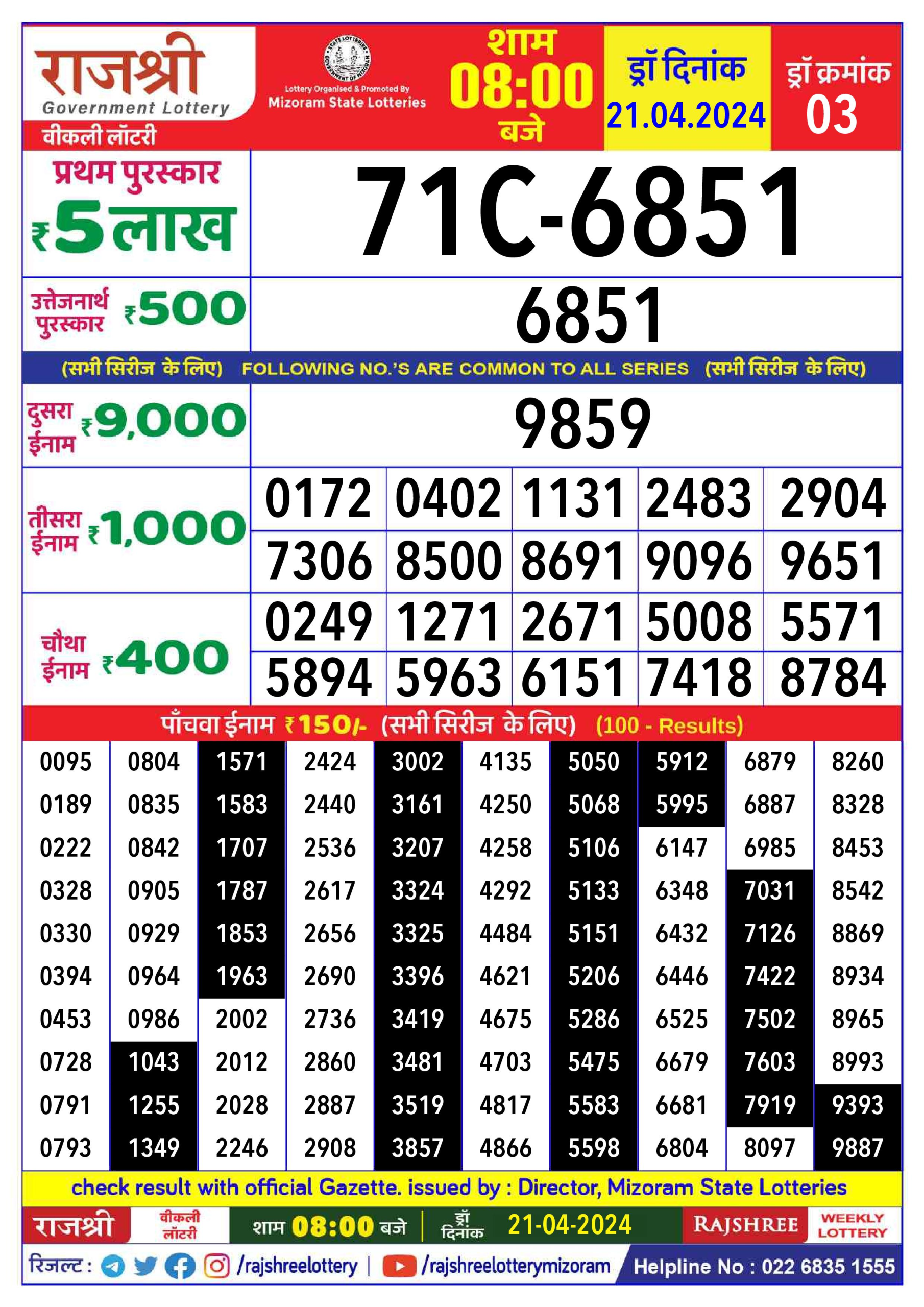 Everest Result Today Dear Lottery Chart