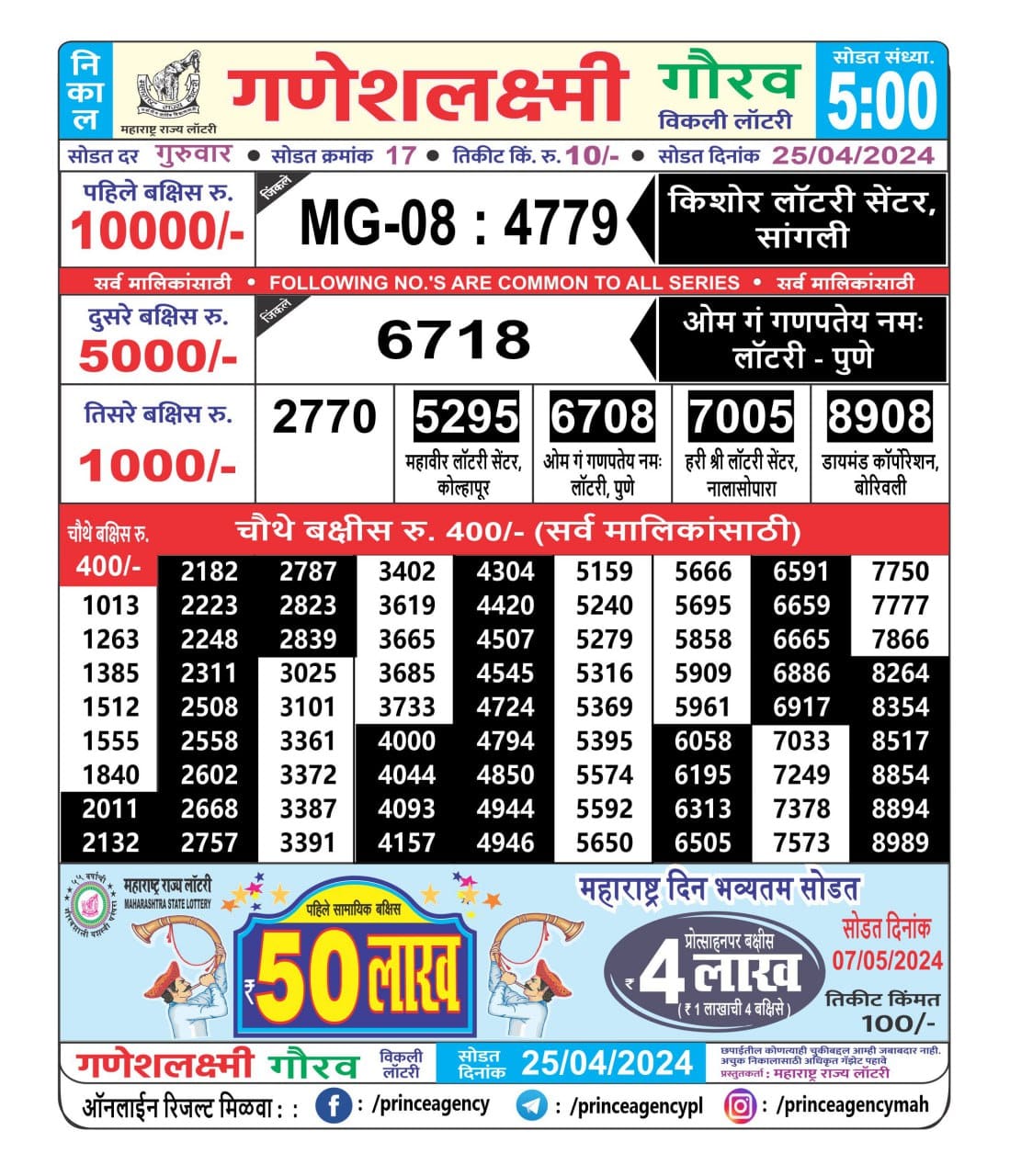 Ganesh Laxmi Lottery Result Today