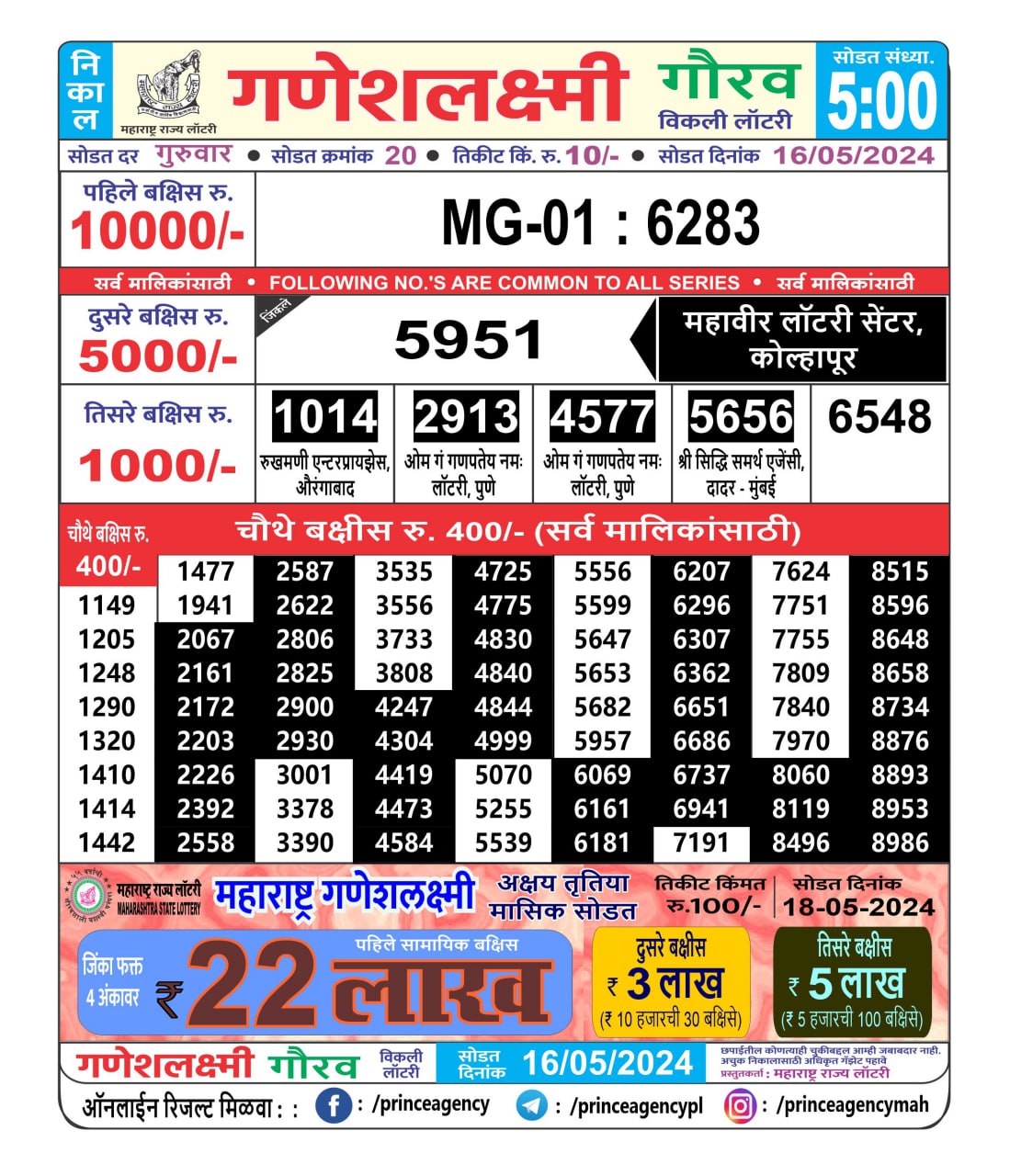 Everest Result Today Dear Lottery Chart