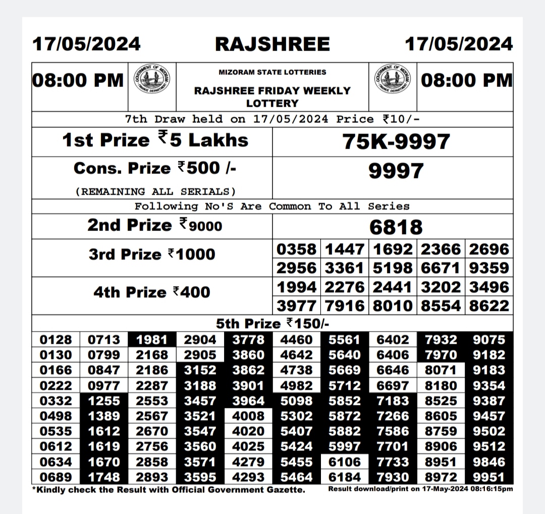 Everest Result Today Dear Lottery Chart