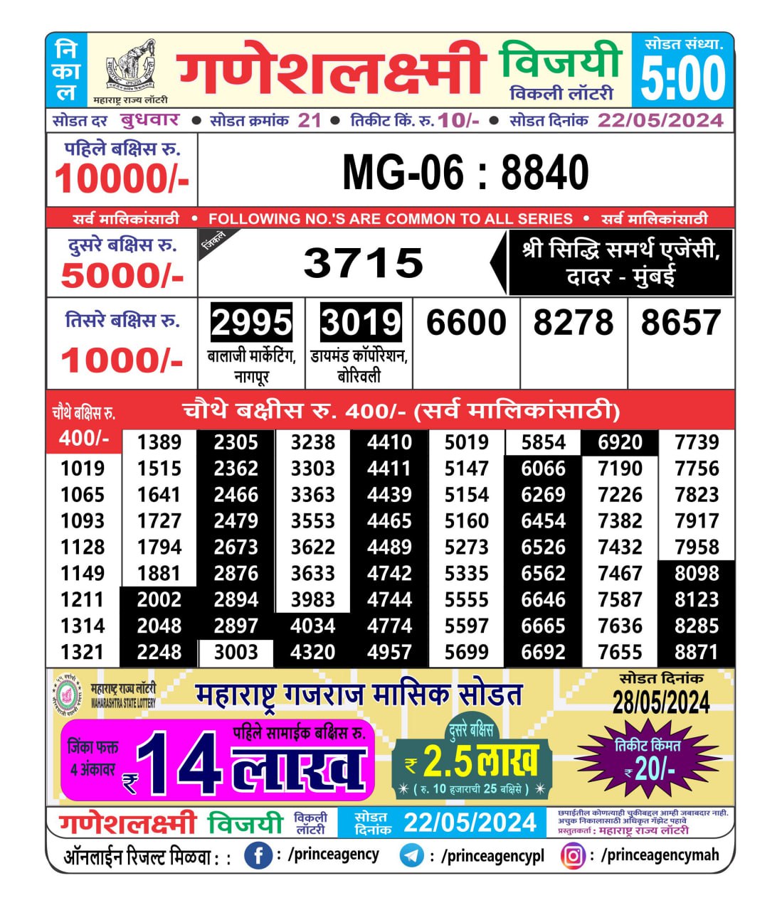 Everest Result Today Dear Lottery Chart