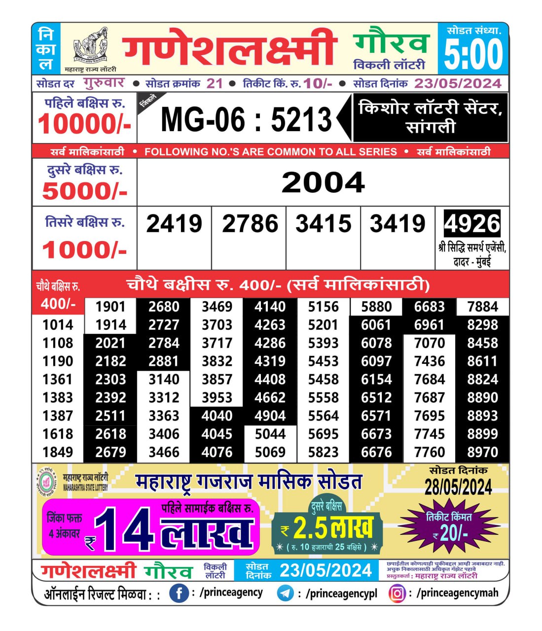 Everest Result Today Dear Lottery Chart