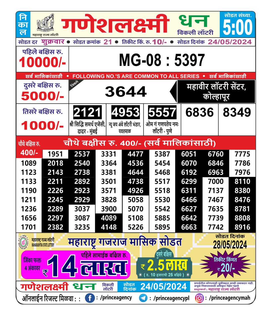 Everest Result Today Dear Lottery Chart