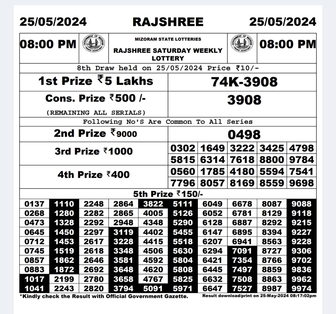 Everest Result Today Dear Lottery Chart