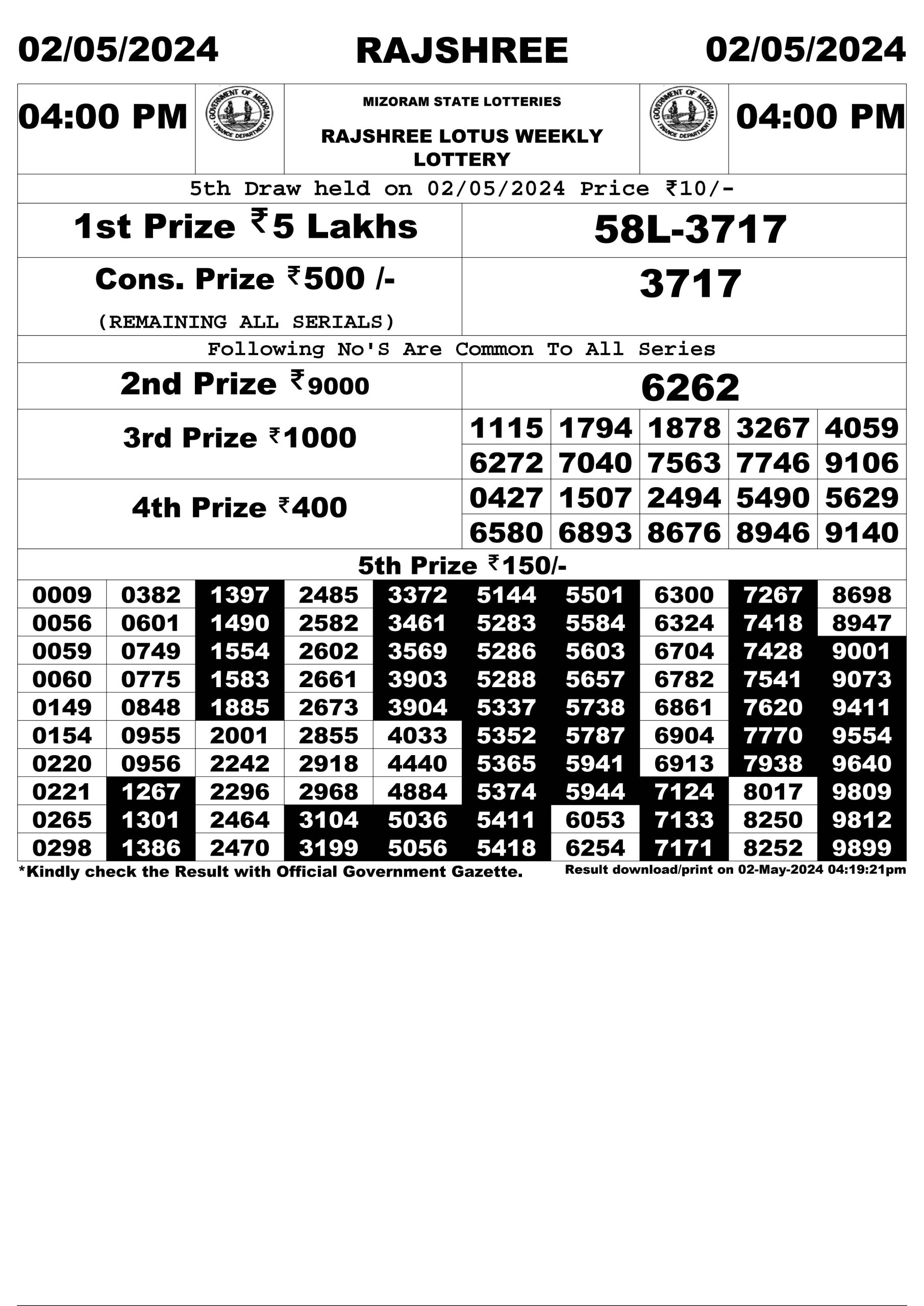 Everest Result Today Dear Lottery Chart