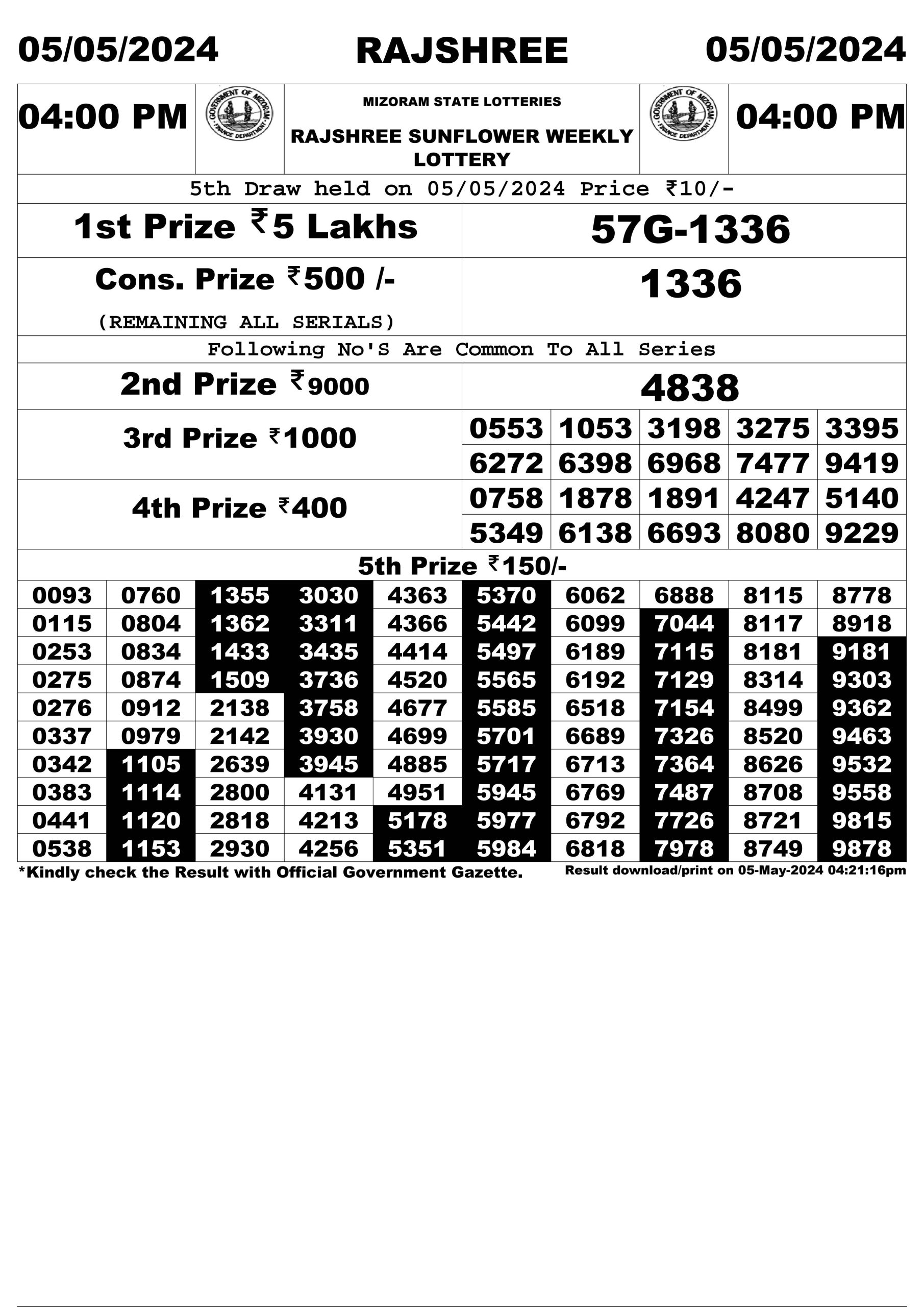 Everest Result Today Dear Lottery Chart