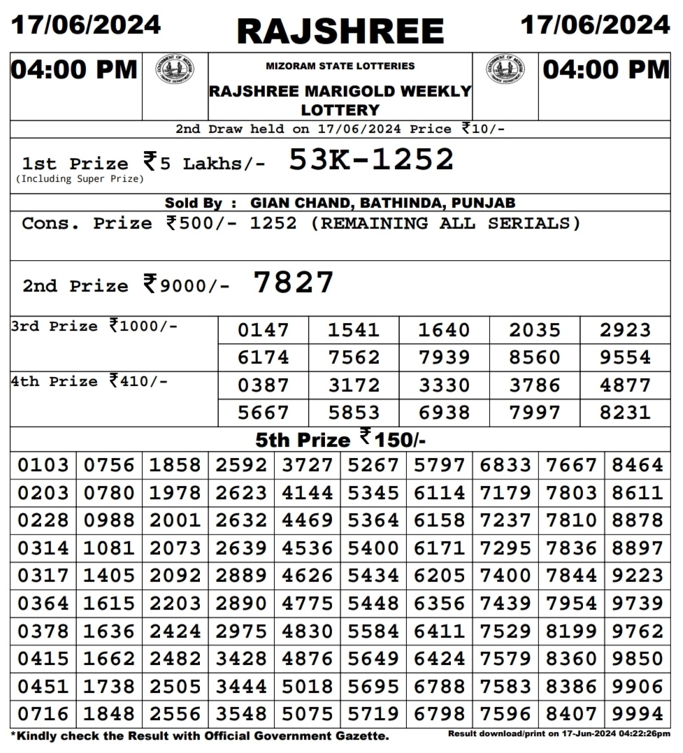 Everest Result Today Dear Lottery Chart