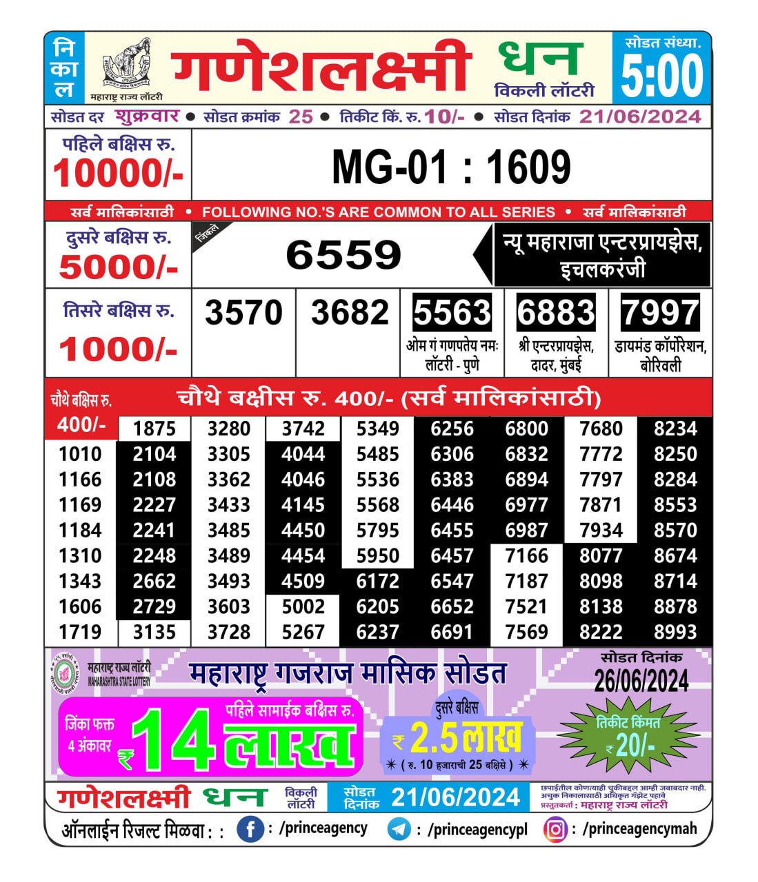 Everest Result Today Dear Lottery Chart