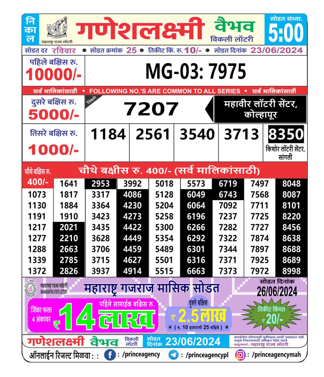 Everest Result Today Dear Lottery Chart