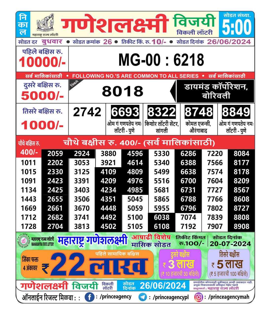 Everest Result Today Dear Lottery Chart