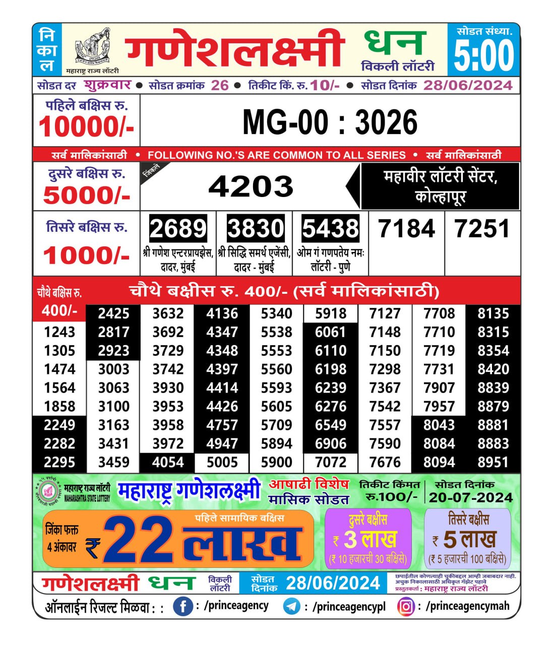 Everest Result Today Dear Lottery Chart