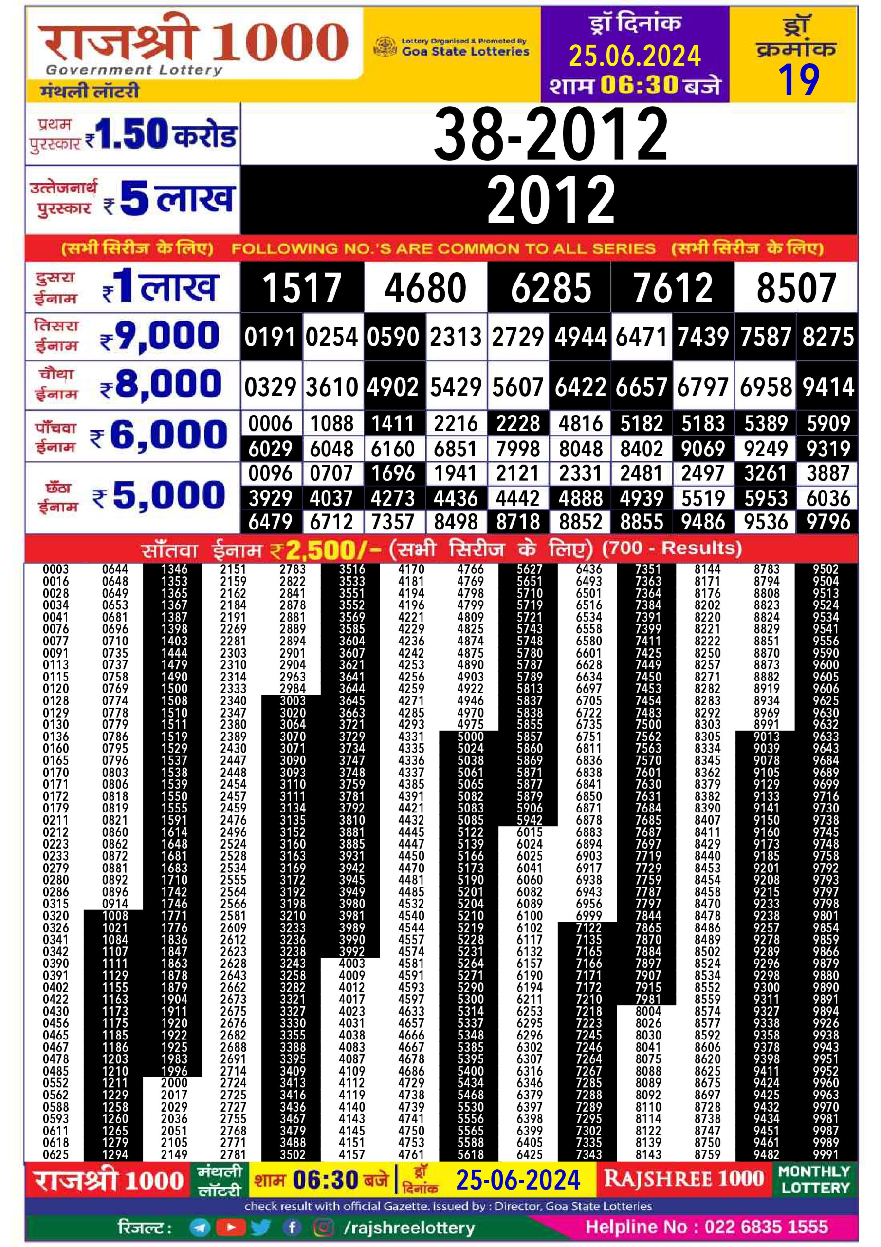 Everest Result Today Dear Lottery Chart