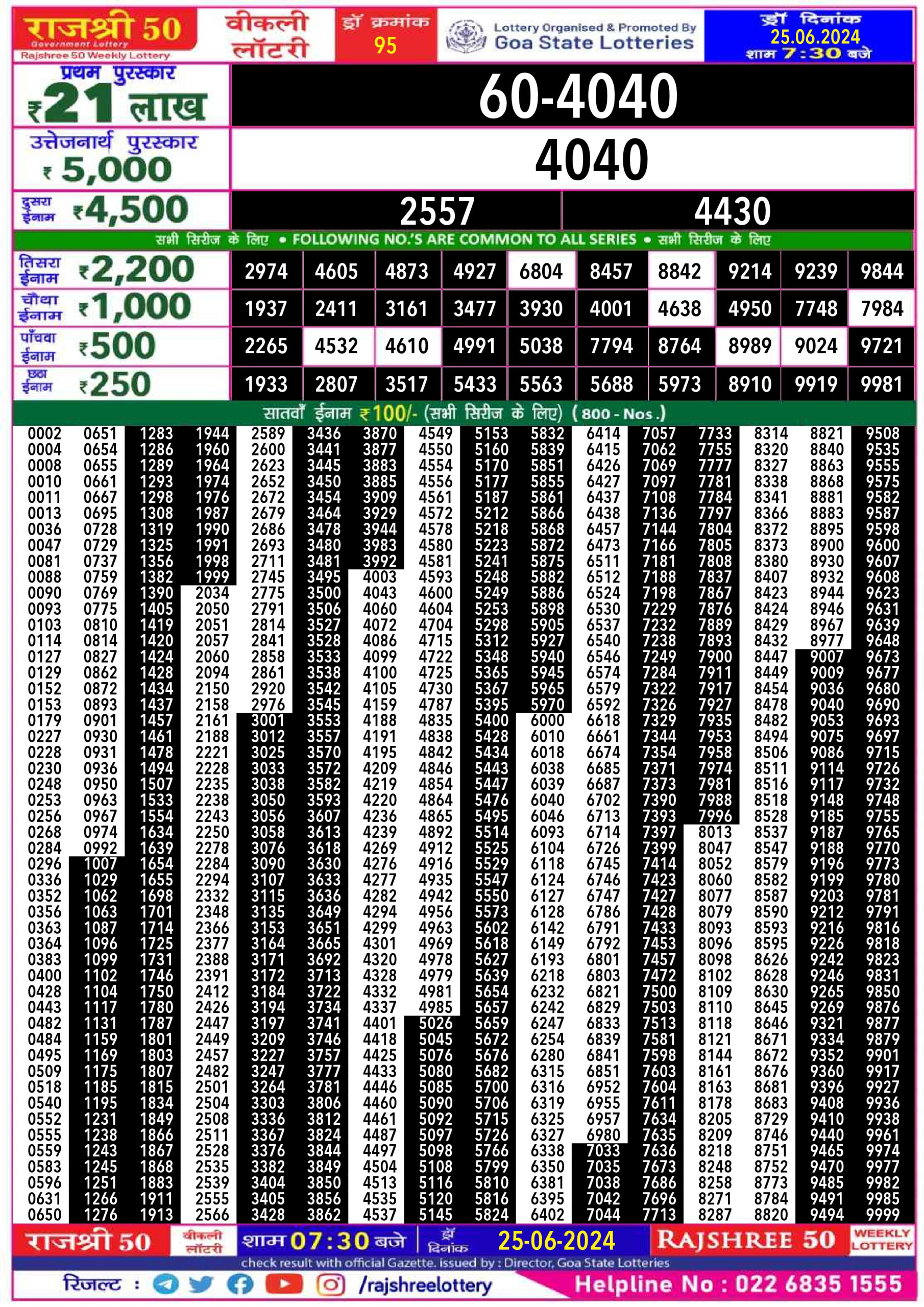 Everest Result Today Dear Lottery Chart