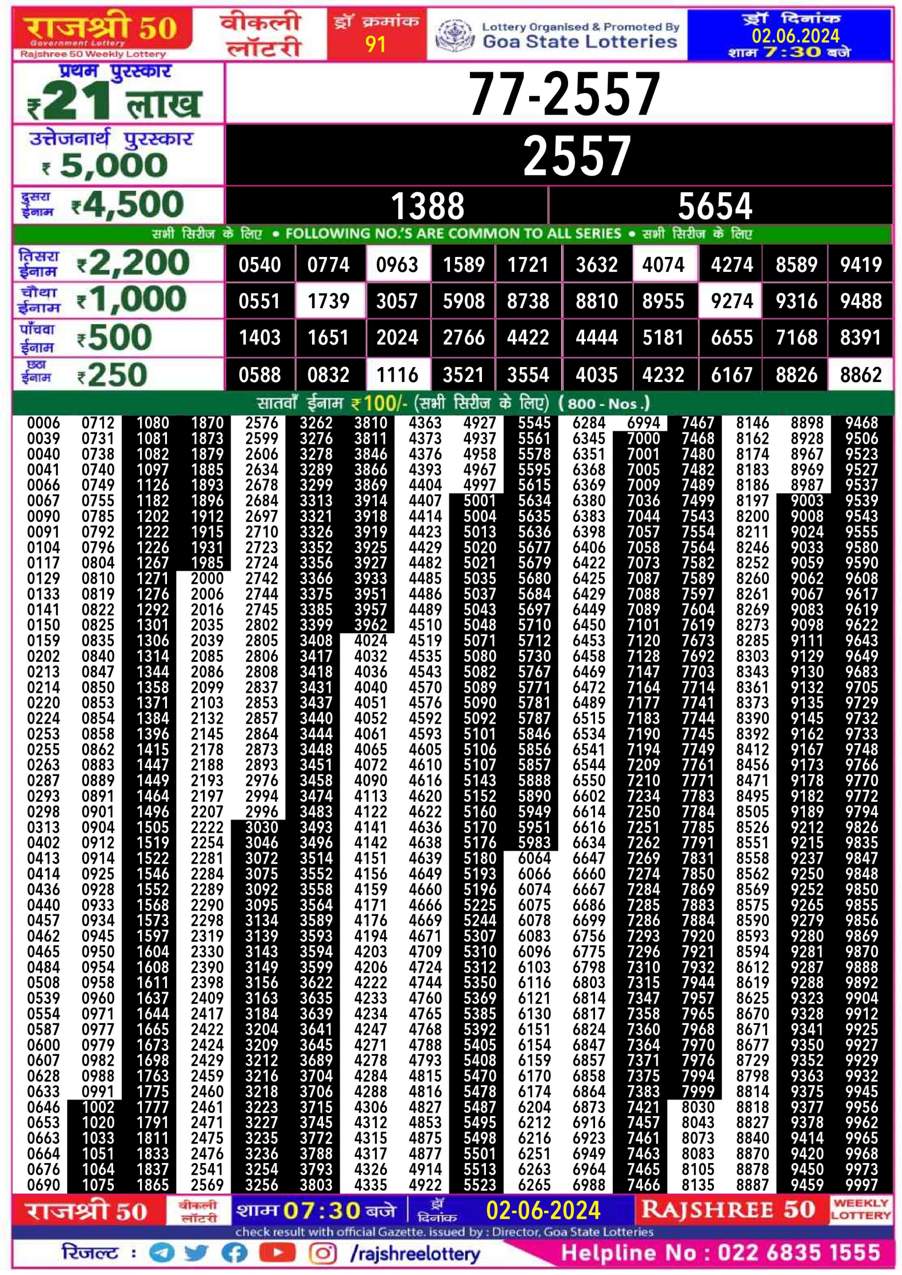 Everest Result Today Dear Lottery Chart