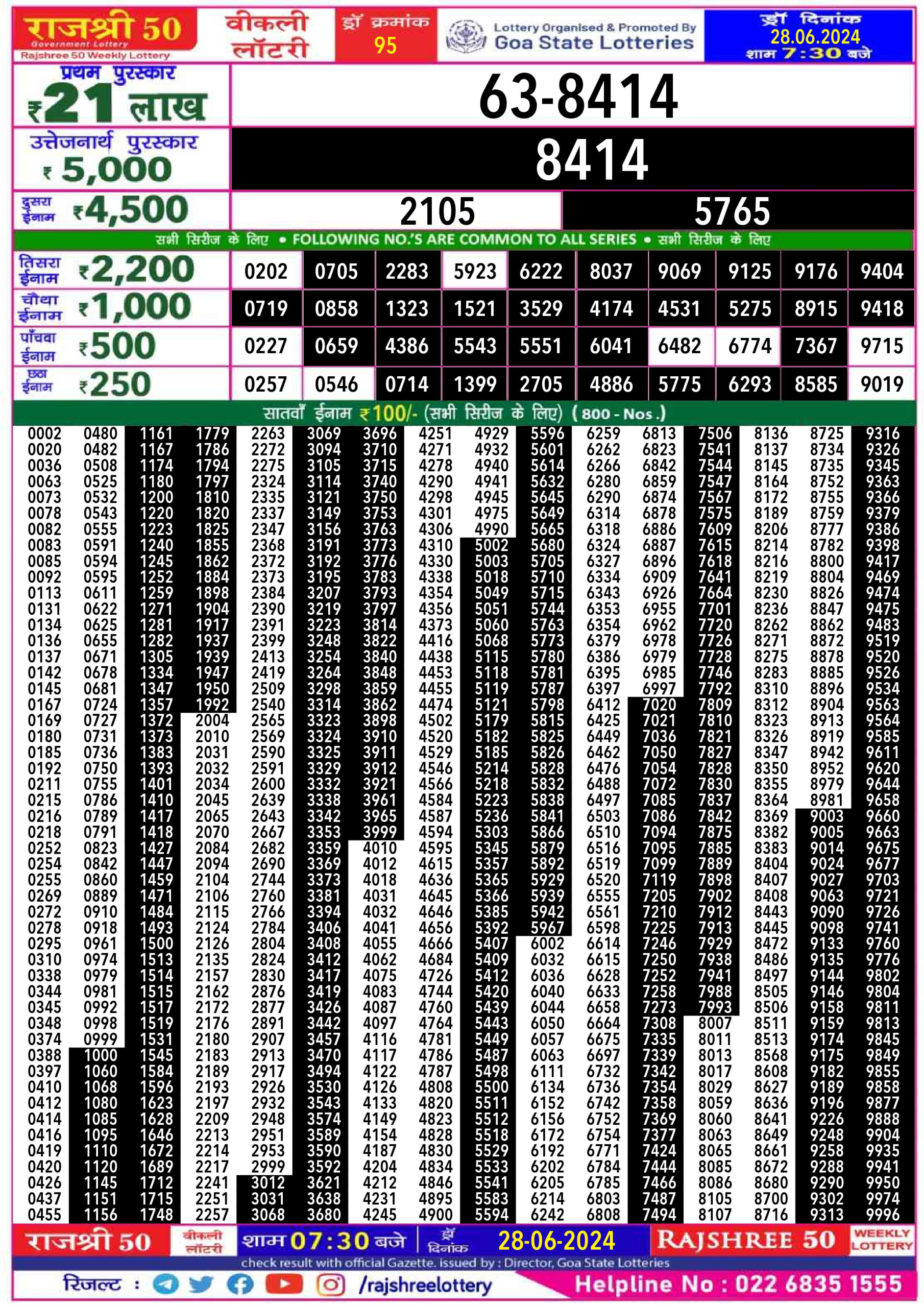 Everest Result Today Dear Lottery Chart