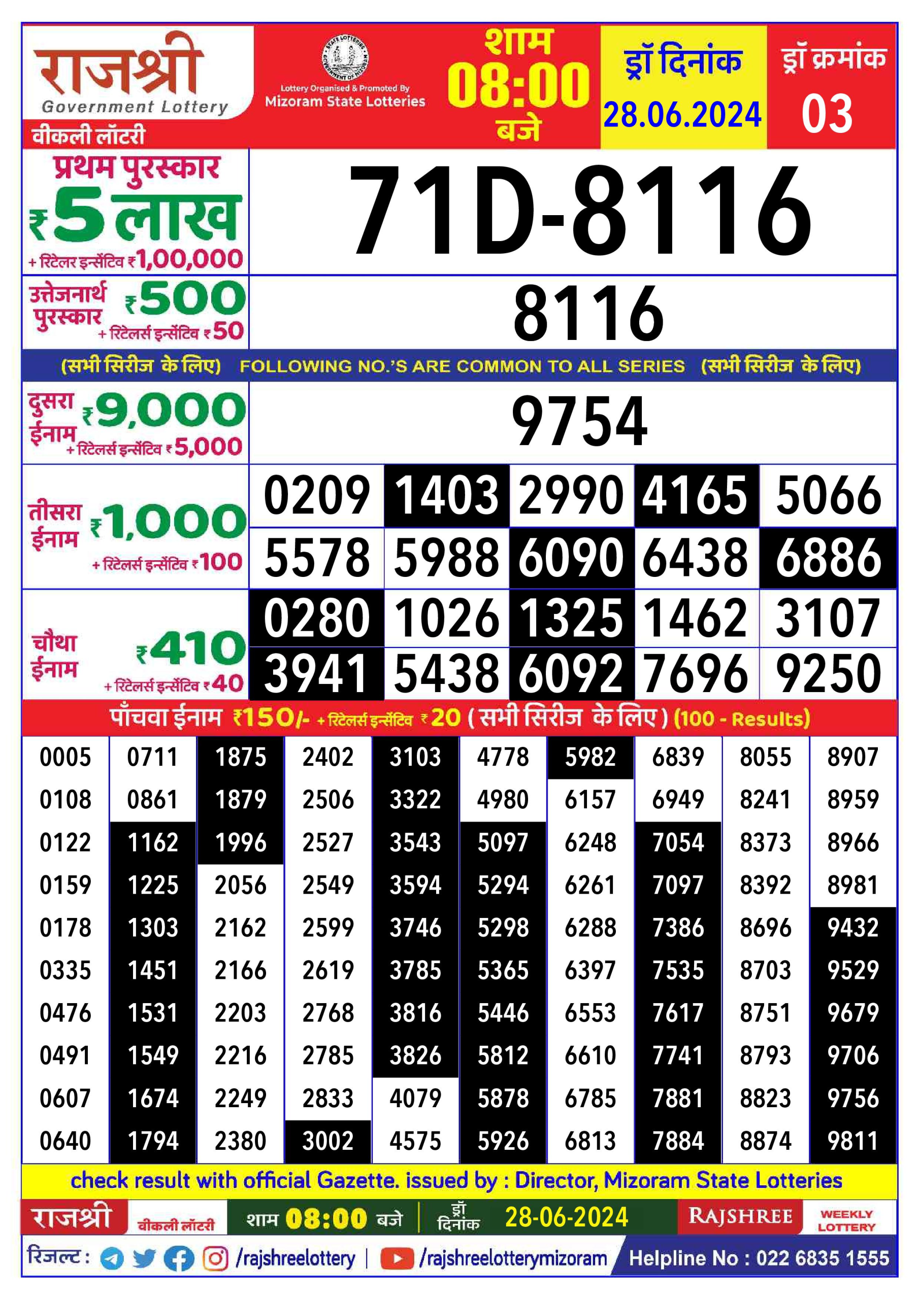 Everest Result Today Dear Lottery Chart