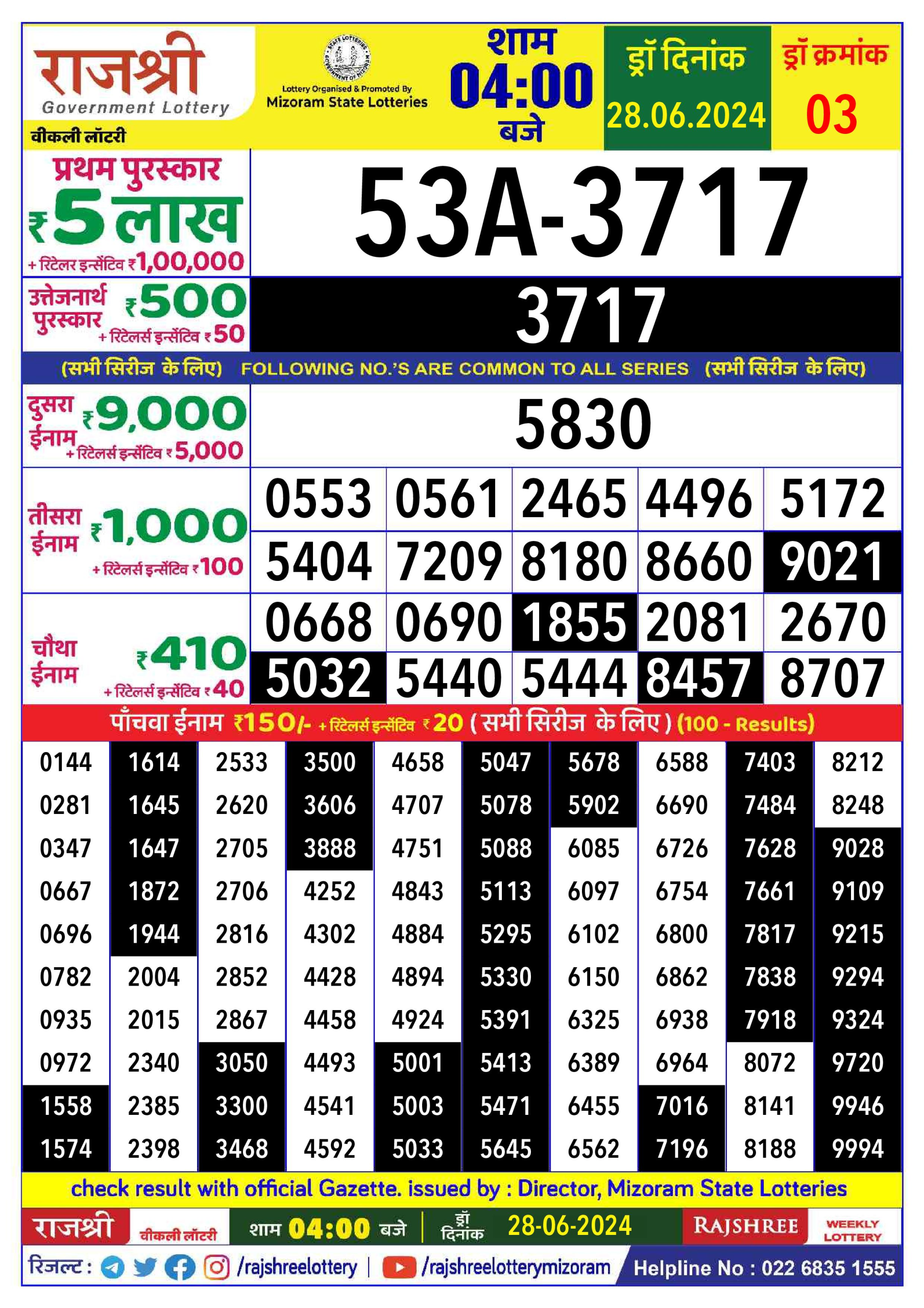 Everest Result Today Dear Lottery Chart