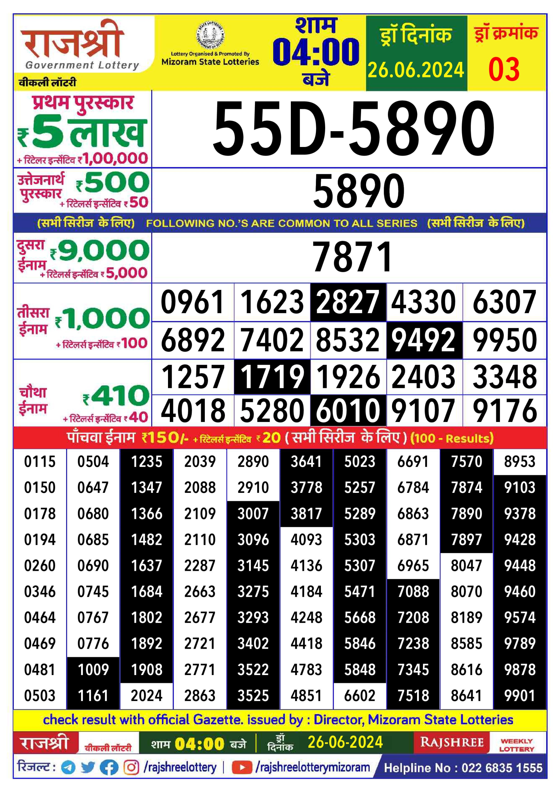 Everest Result Today Dear Lottery Chart