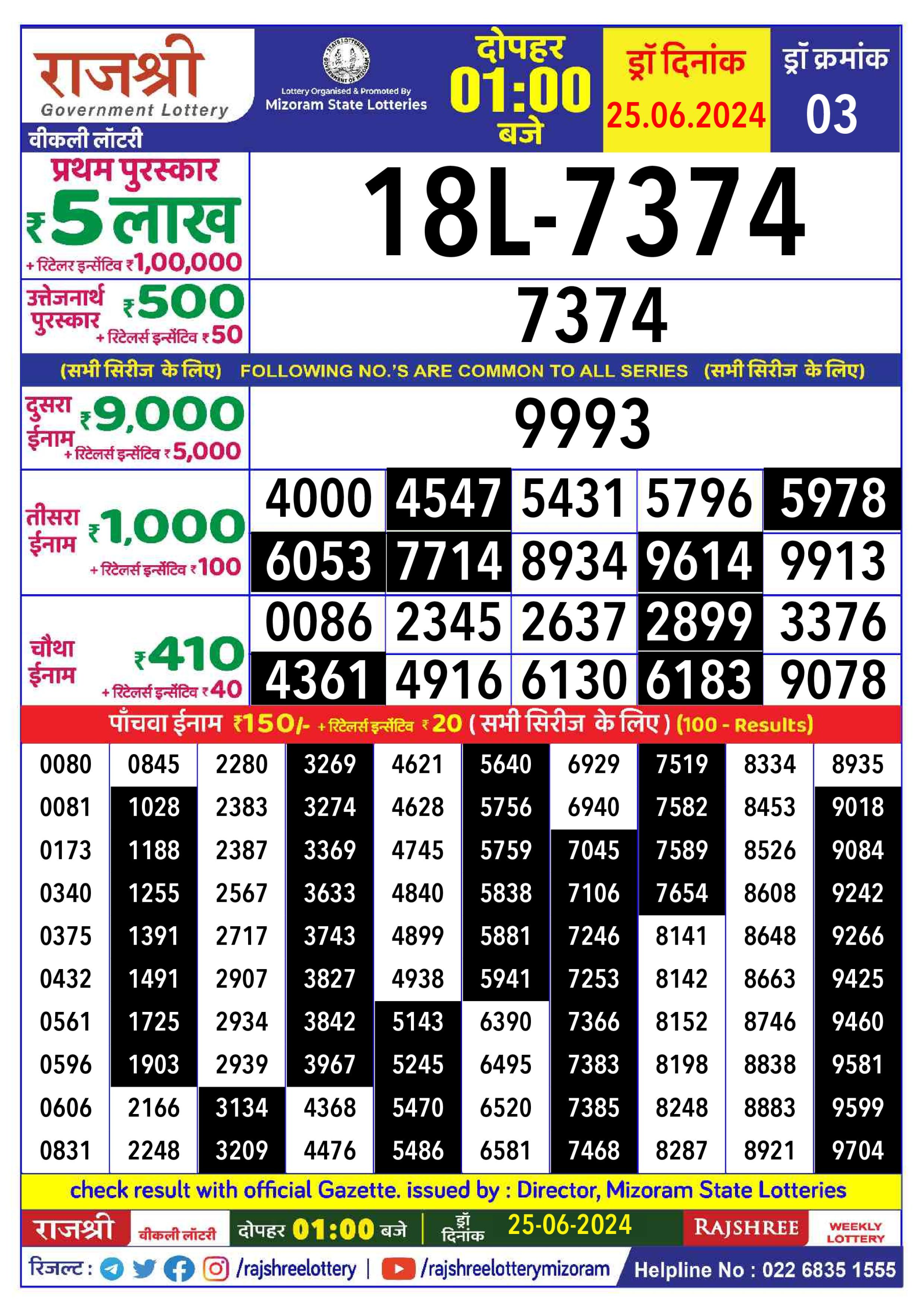 Everest Result Today Dear Lottery Chart