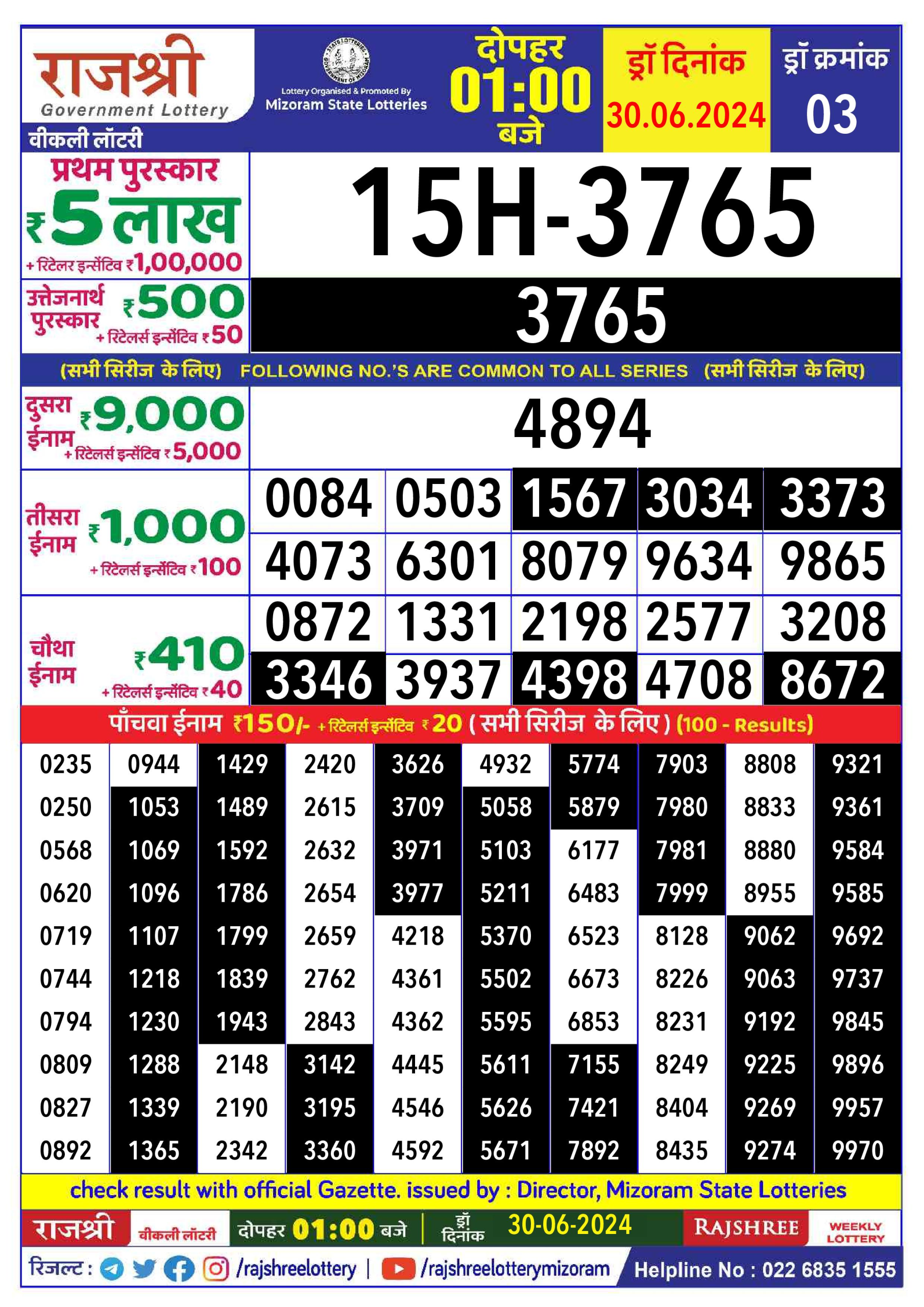 Everest Result Today Dear Lottery Chart