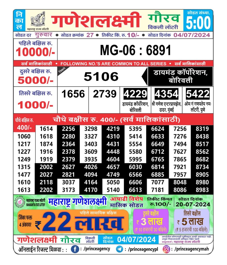 Everest Result Today Dear Lottery Chart