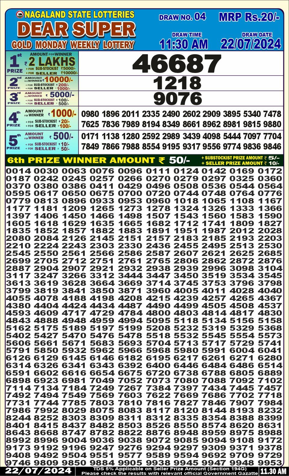 Everest Result Today Dear Lottery Chart