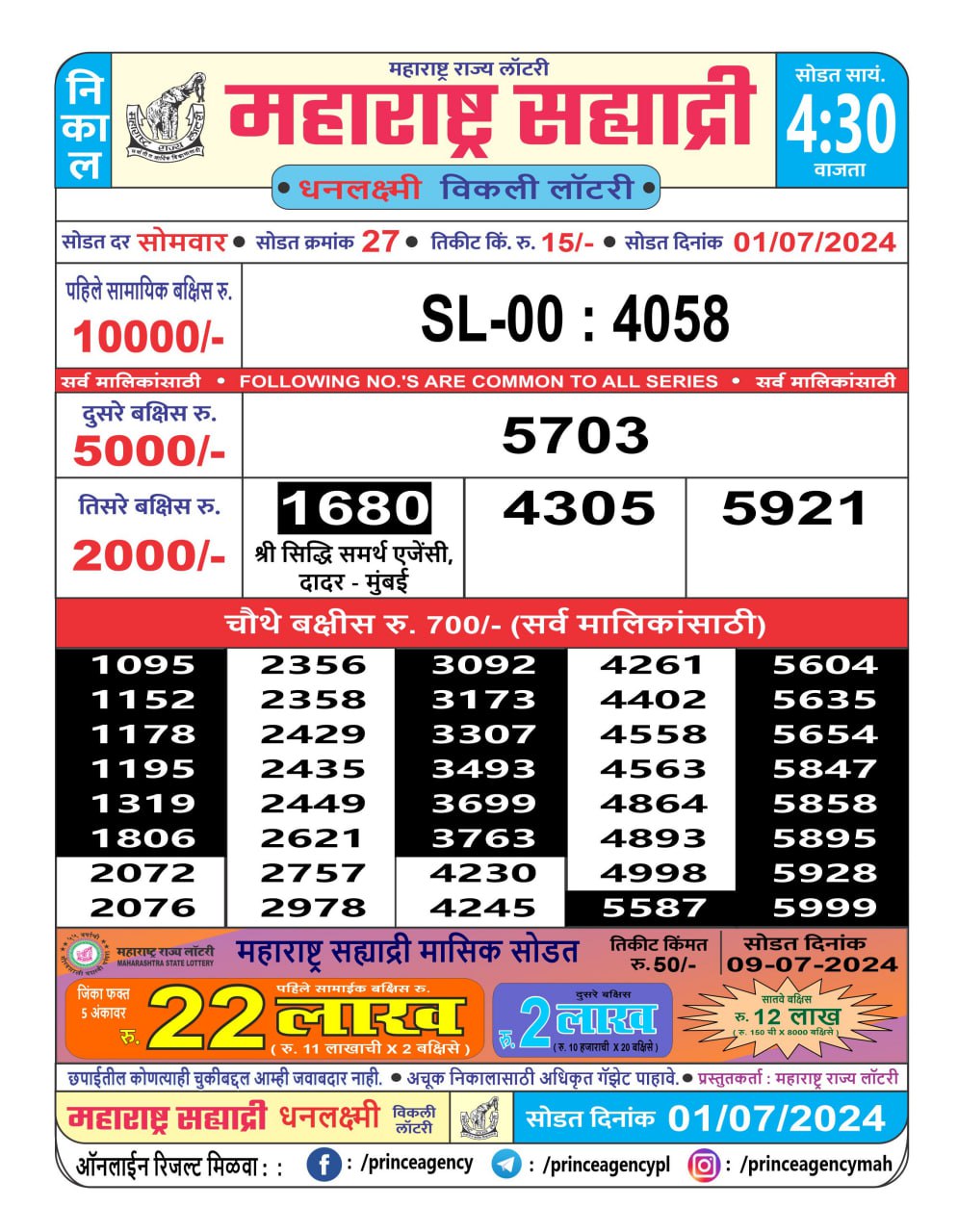 Everest Result Today Dear Lottery Chart