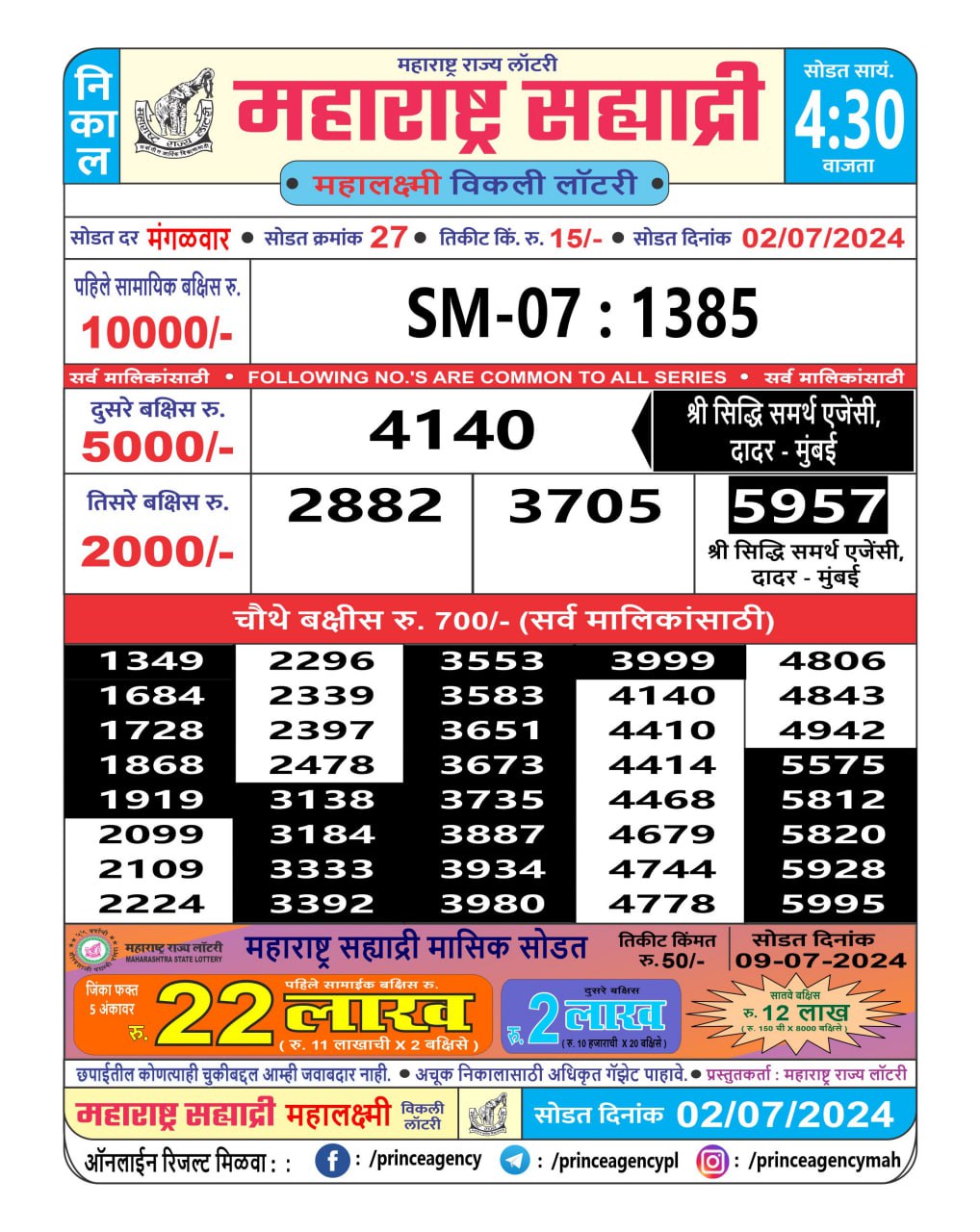 Everest Result Today Dear Lottery Chart