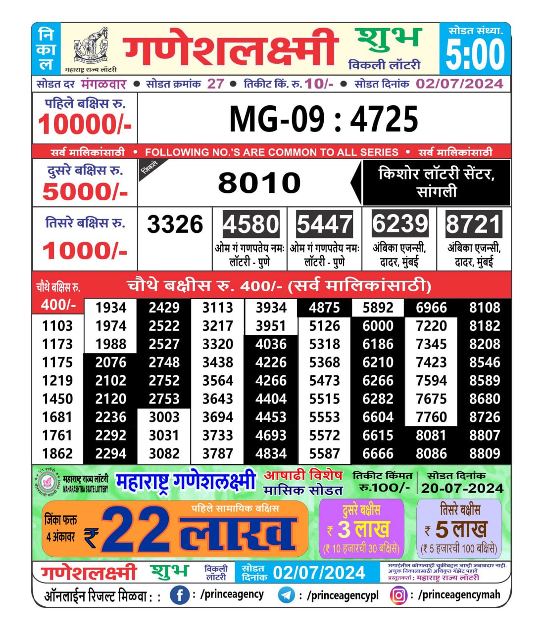 Everest Result Today Dear Lottery Chart