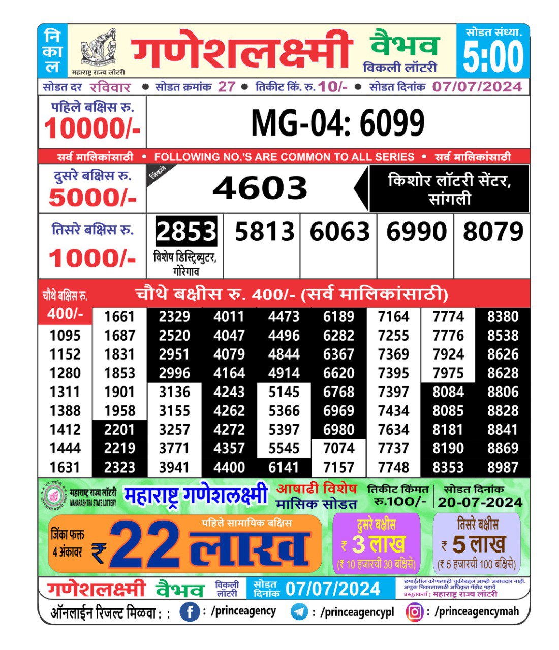 Everest Result Today Dear Lottery Chart