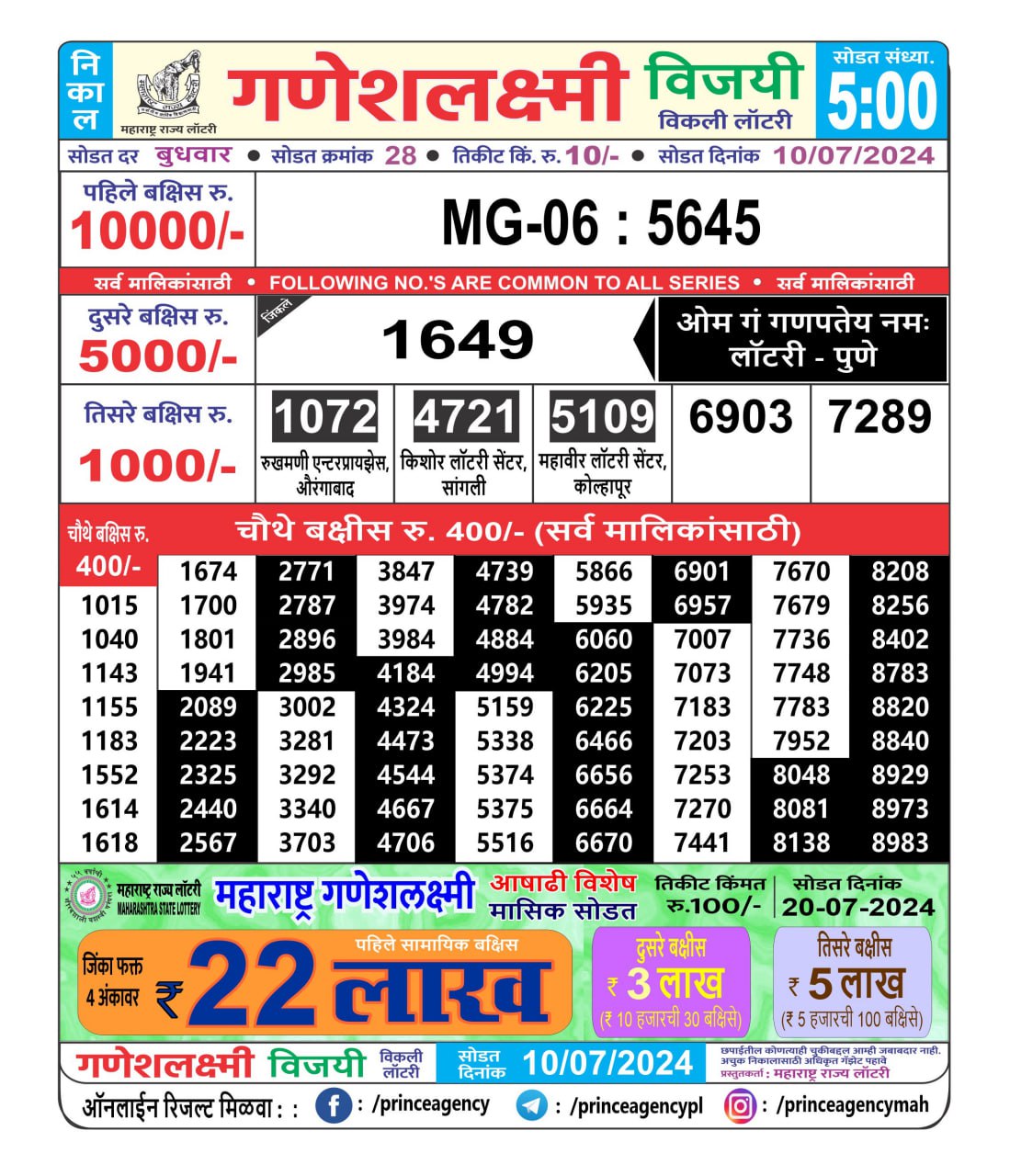 Everest Result Today Dear Lottery Chart