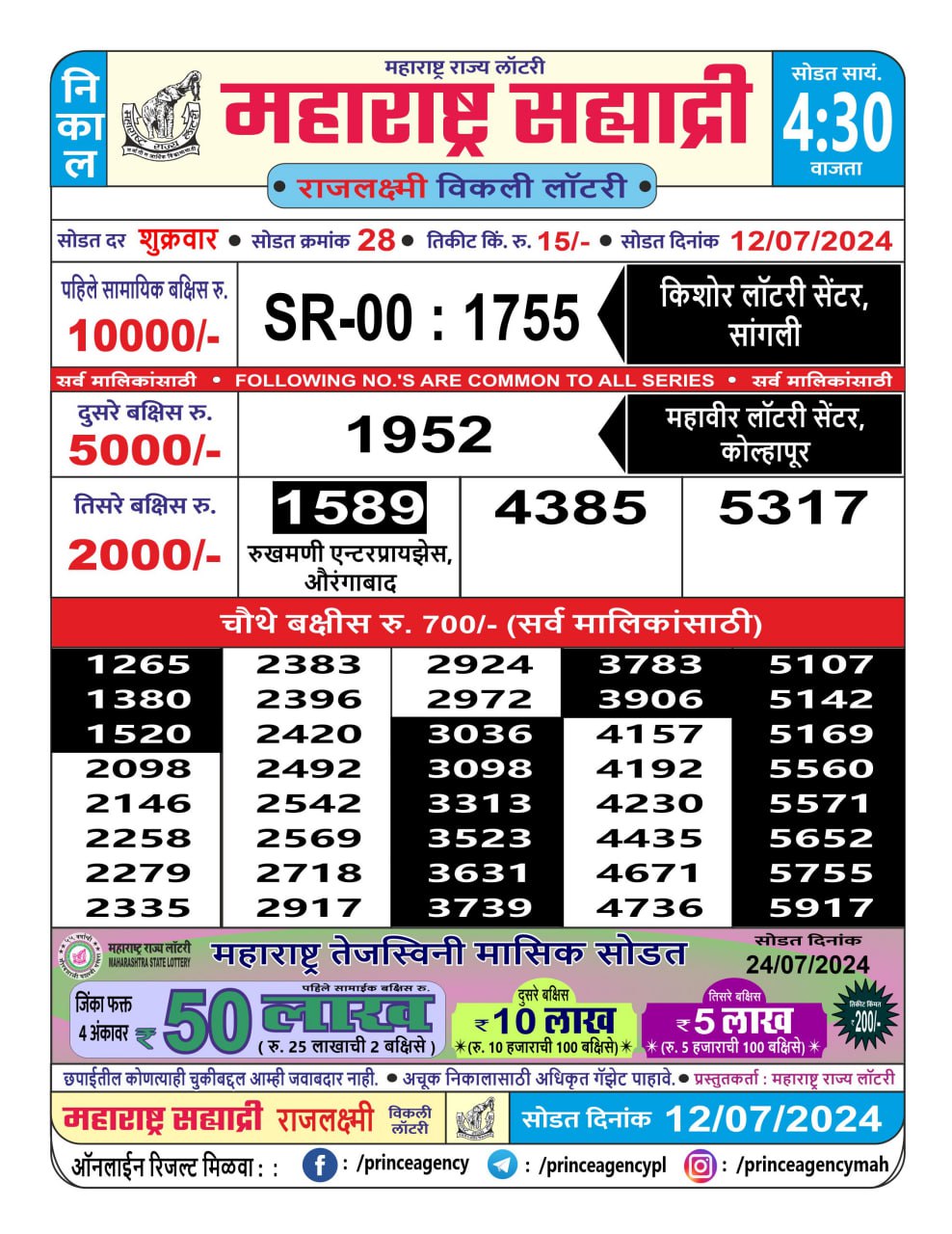 Everest Result Today Dear Lottery Chart