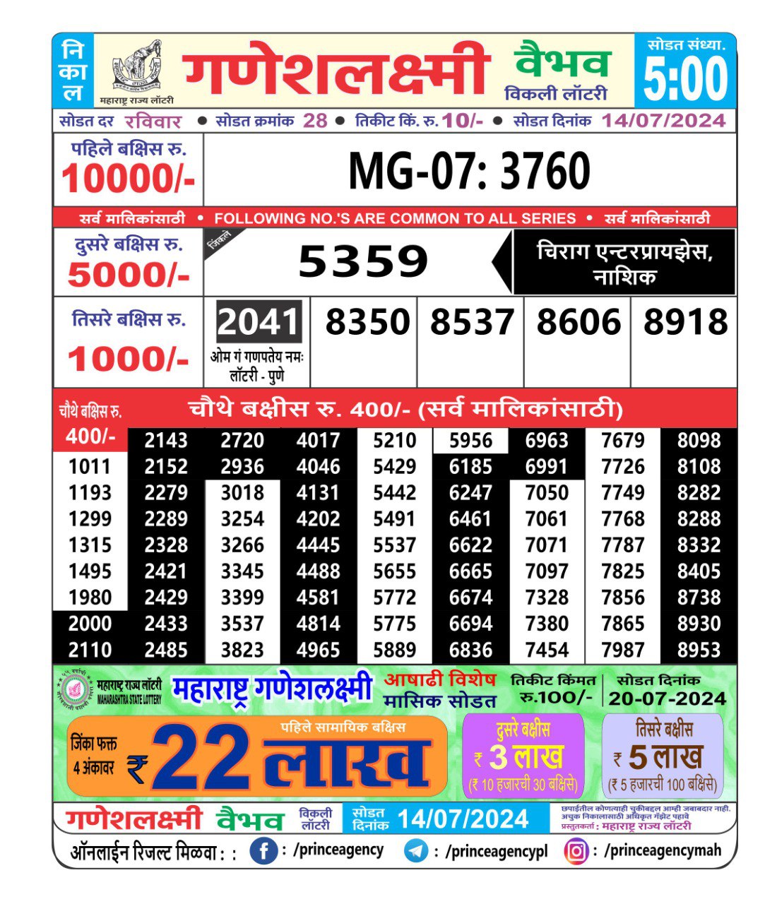 Everest Result Today Dear Lottery Chart