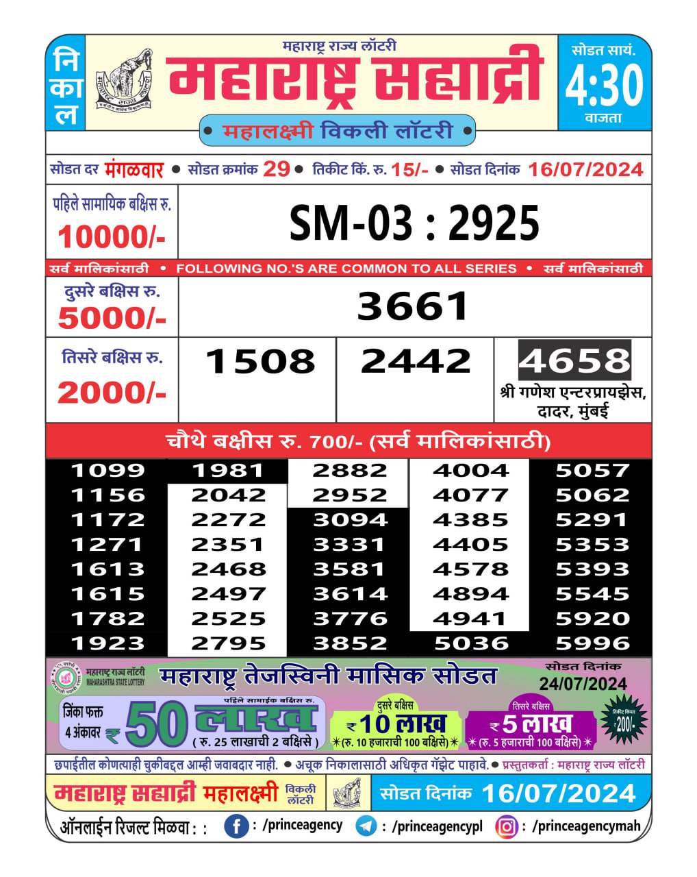 Everest Result Today Dear Lottery Chart