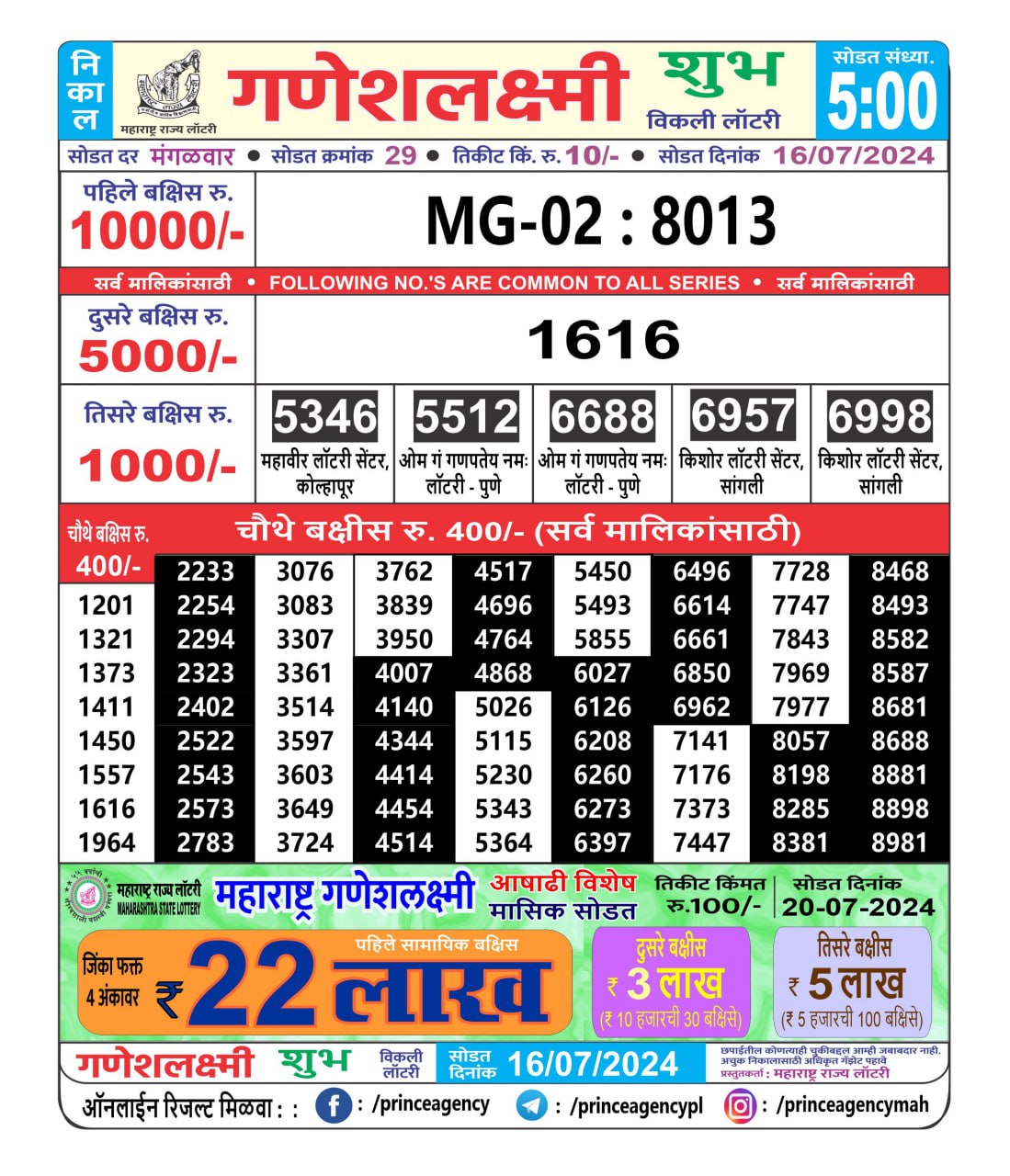 Everest Result Today Dear Lottery Chart