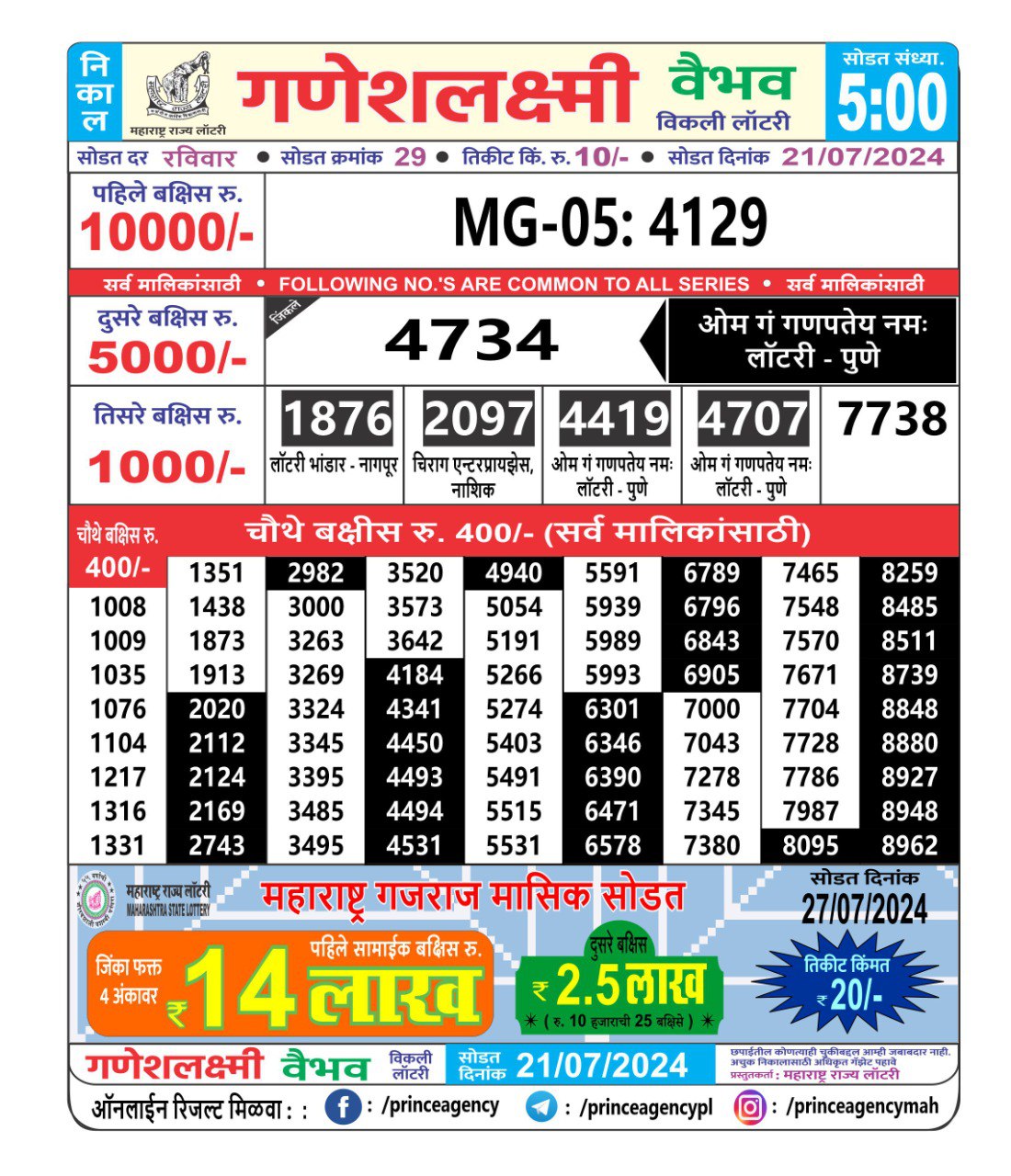 Everest Result Today Dear Lottery Chart