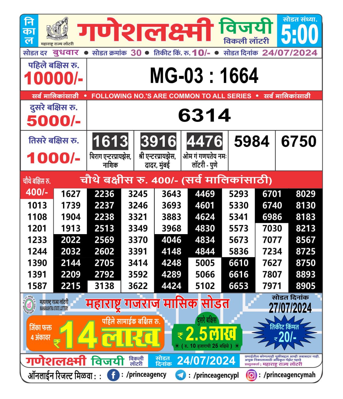 Everest Result Today Dear Lottery Chart