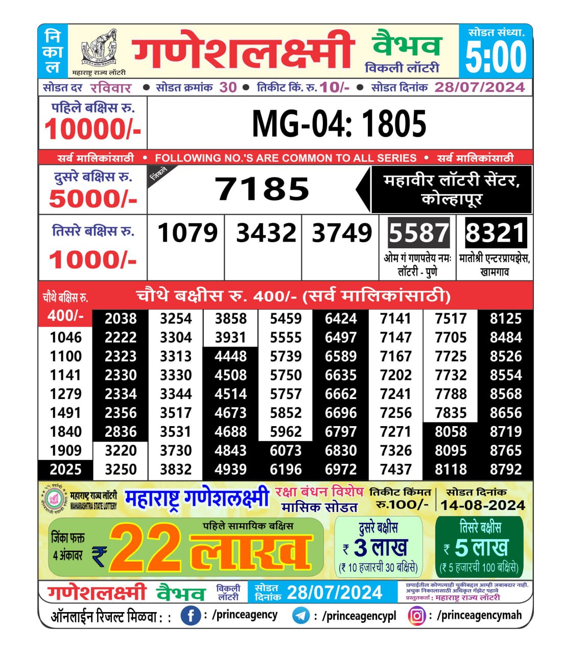 Everest Result Today Dear Lottery Chart