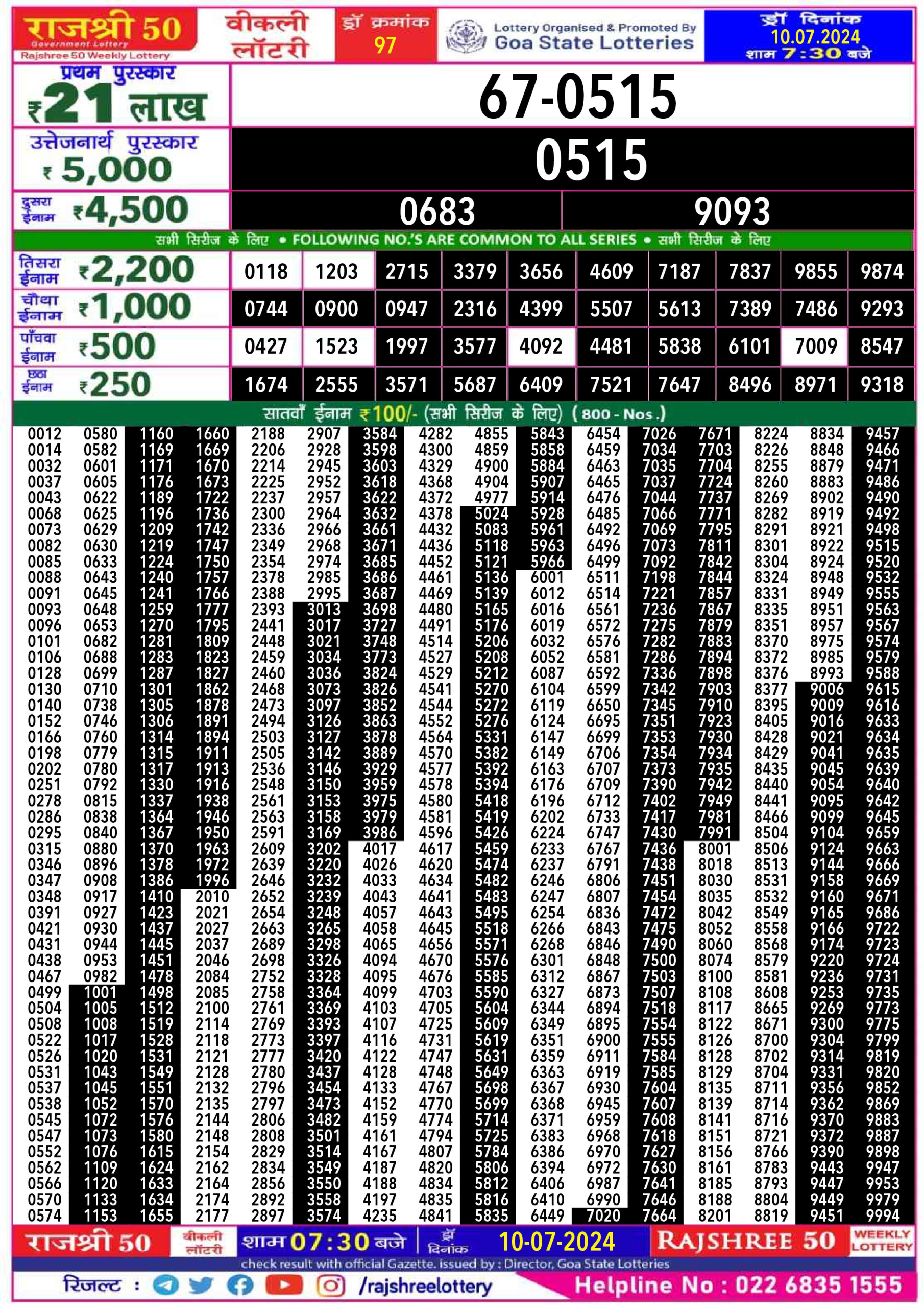 Everest Result Today Dear Lottery Chart