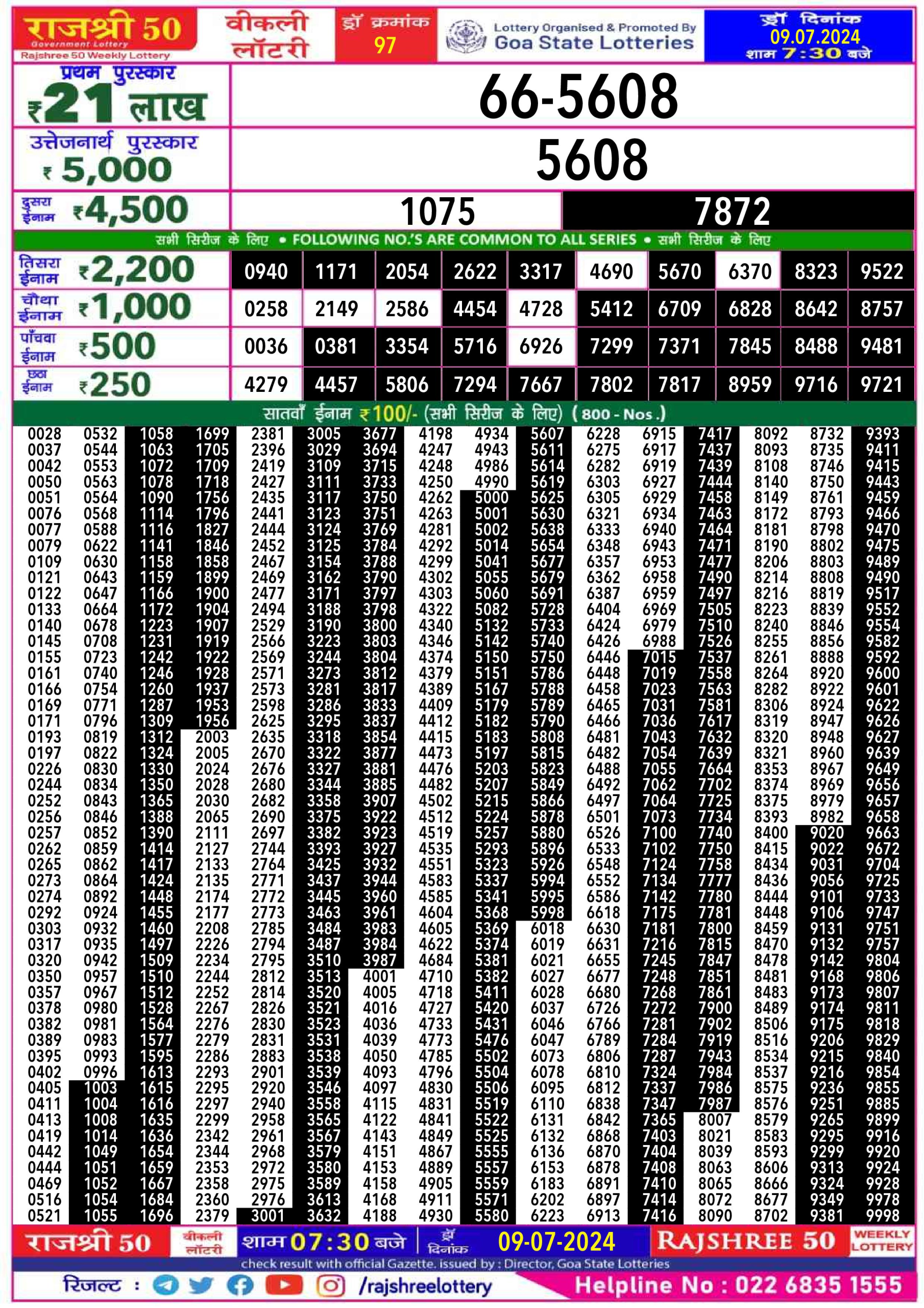 Everest Result Today Dear Lottery Chart