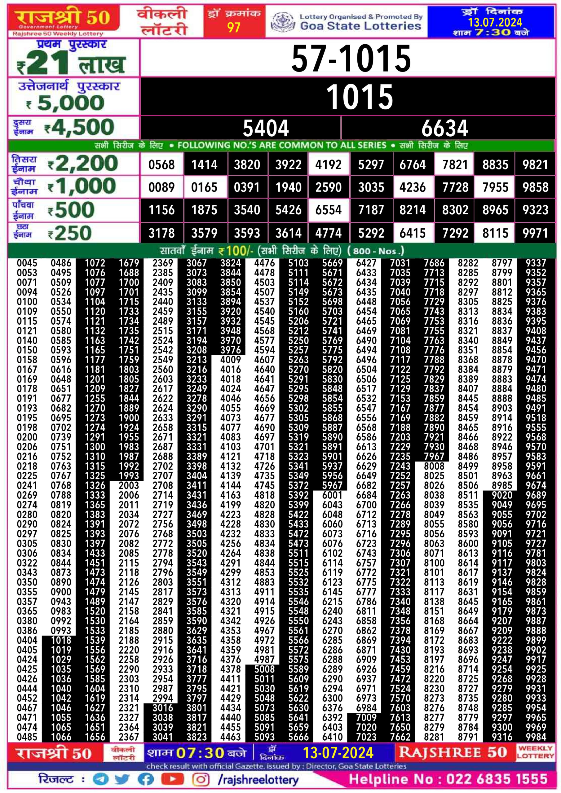 Everest Result Today Dear Lottery Chart